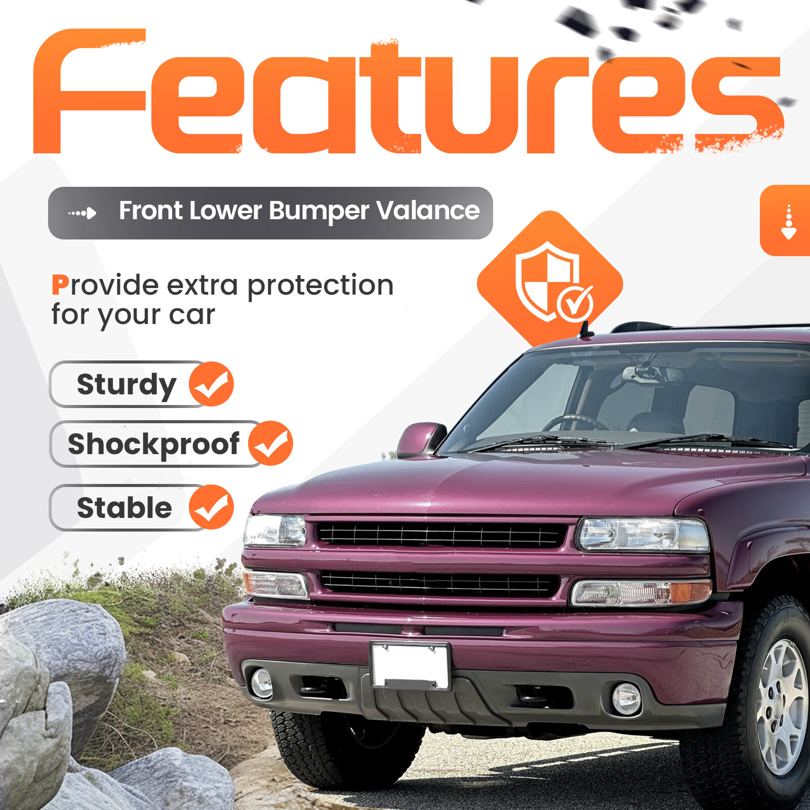 Front Valance For Chevrolet Tahoe Suburban Z71 2003-06 Lower Air Deflector Gray