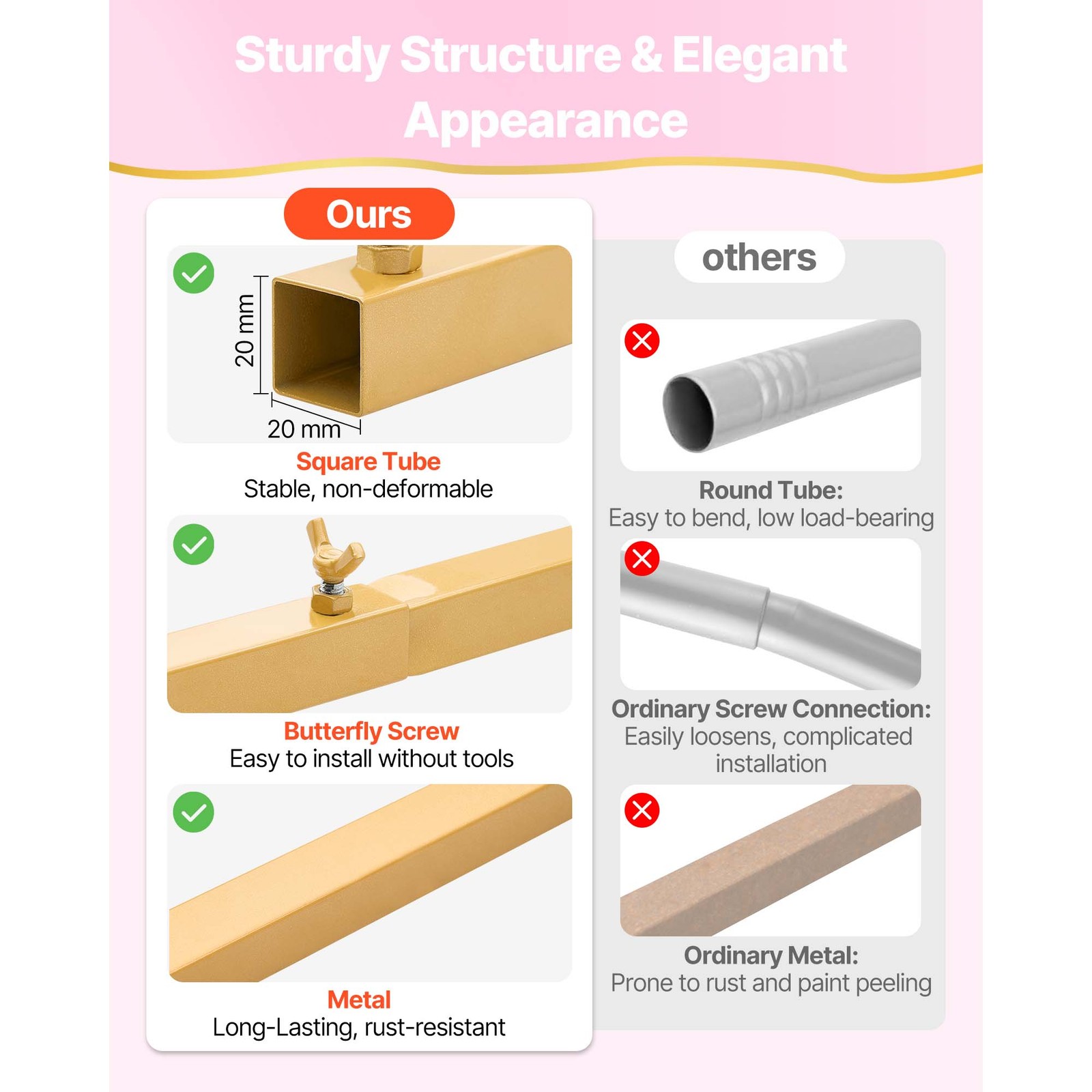 Uimoso Wedding Arch Backdrop Stand Set of 3 Metal 7.2ft 6.6ft 6ft Party Stand