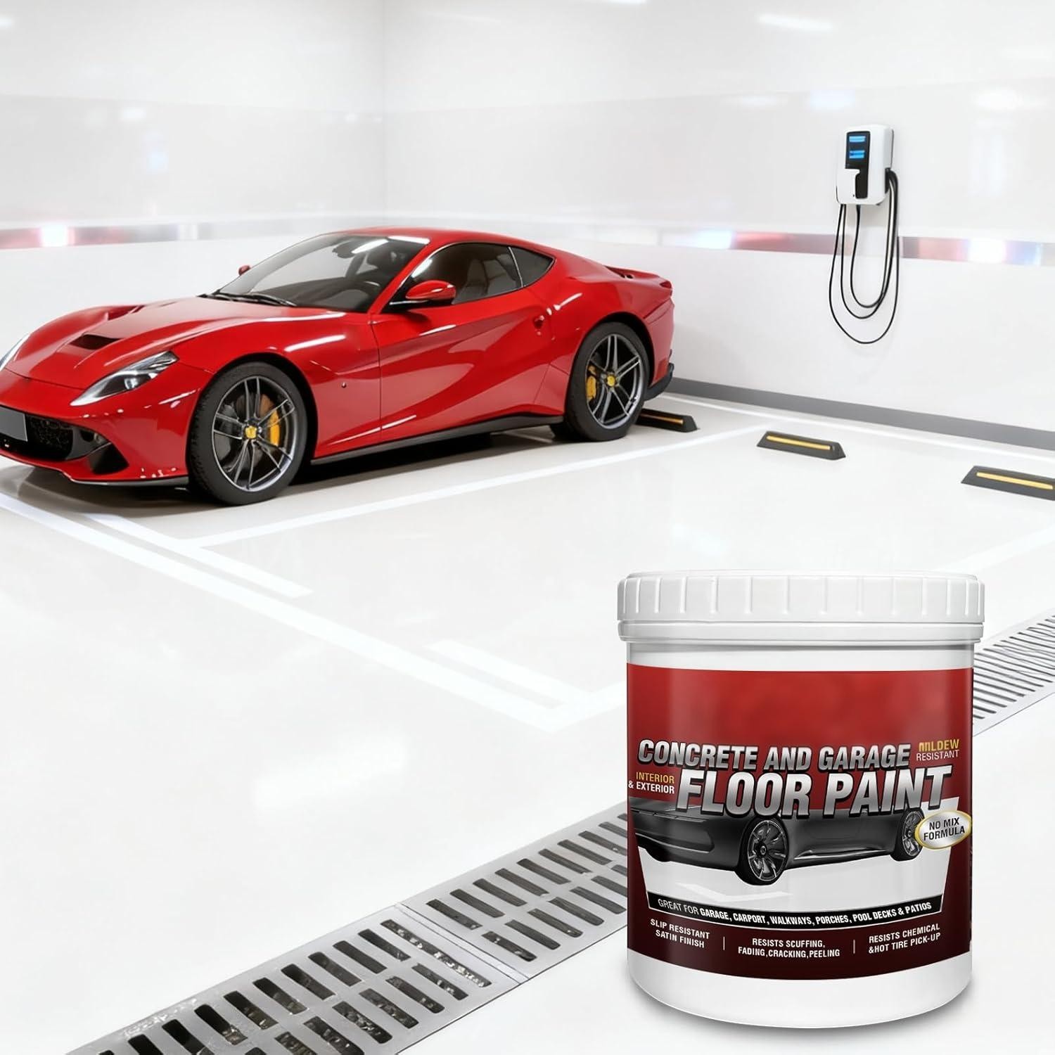 Professional epoxy floor paint kit (1 gallon white) - suitable for garage floors