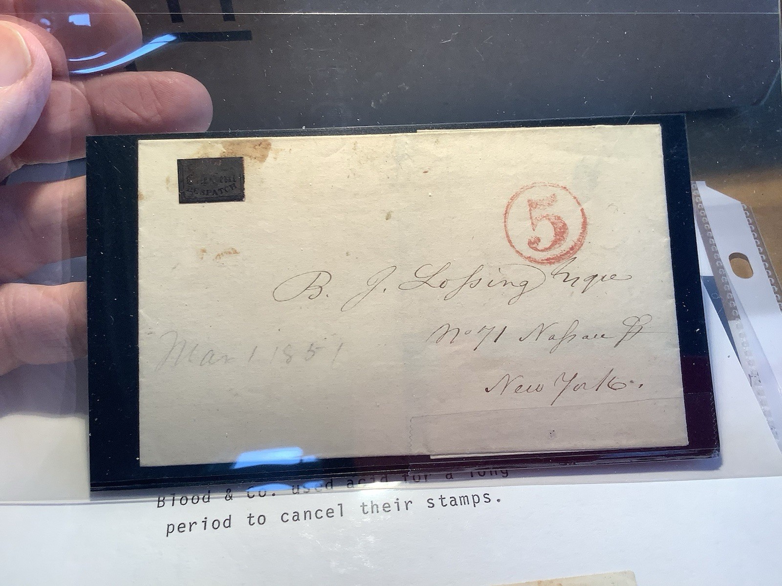 Mid 1800s = Genuine  US LOCAL POST Stamp On Cover   BLOOD’S  15L13