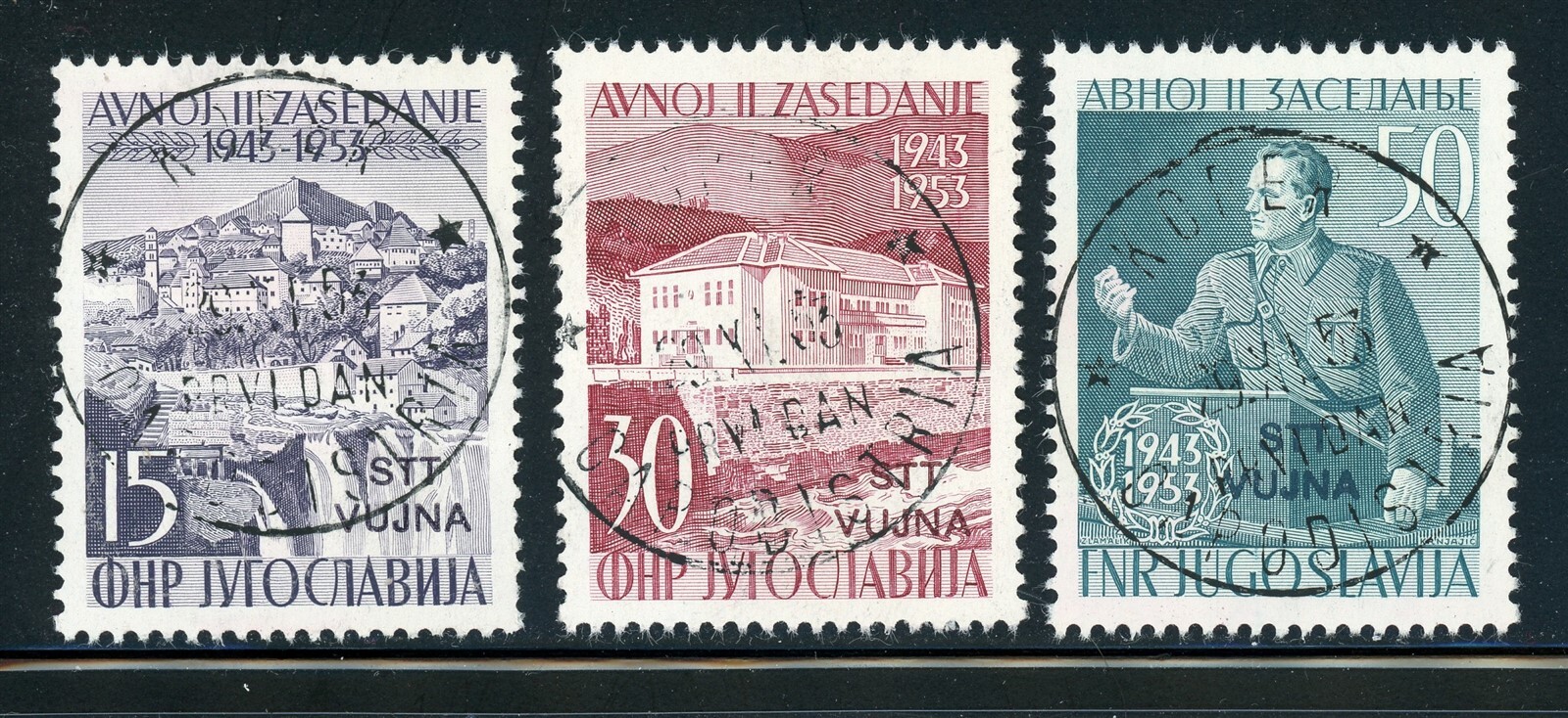 Trieste Zone B Scott #87-89 Used OVPT STT-VUJNA Legislative Assembly $$