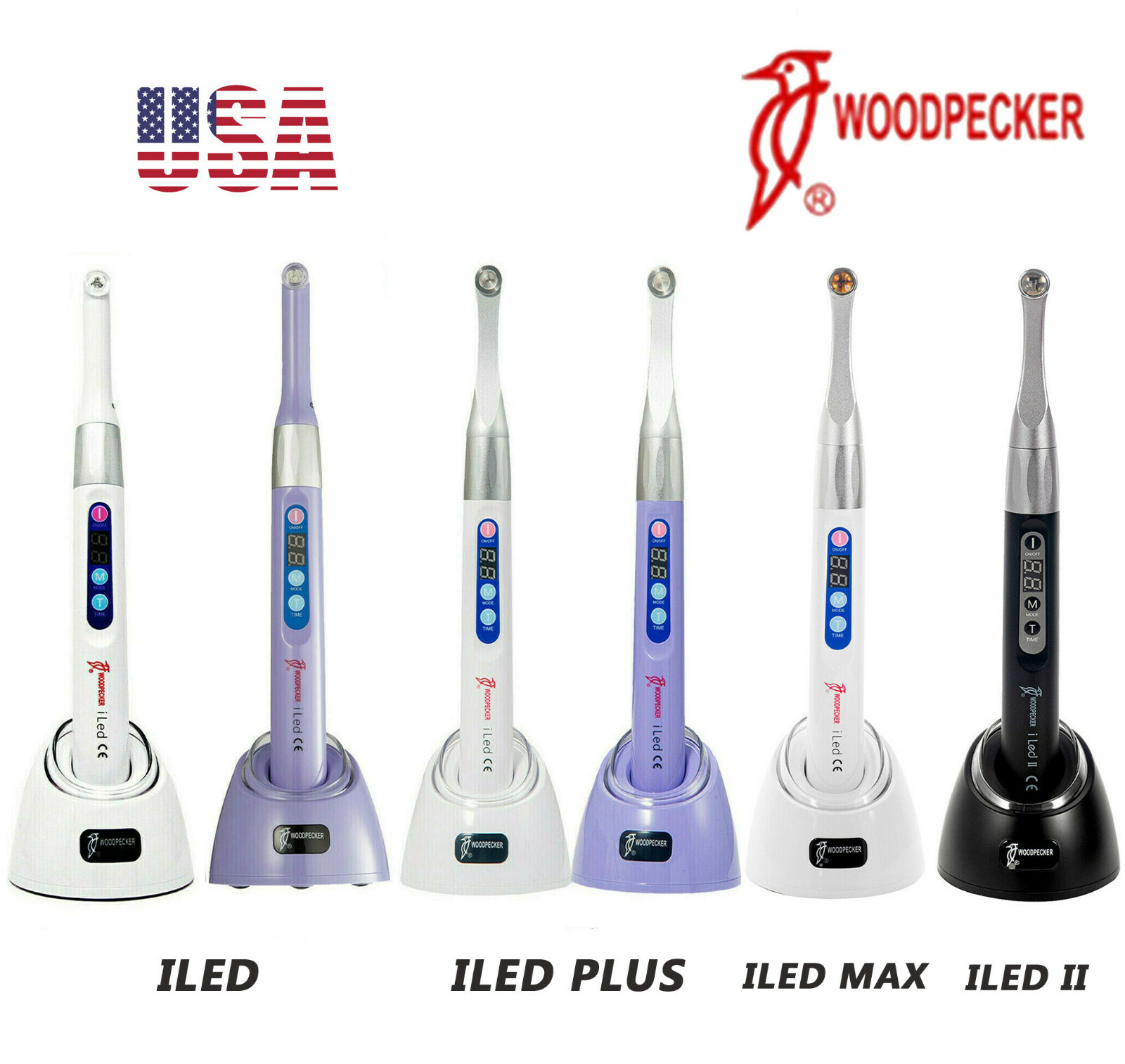 100% Woodpecker Dental Wireless Curing Light Lamp ILED PLUS, ILED II, ILED MAX