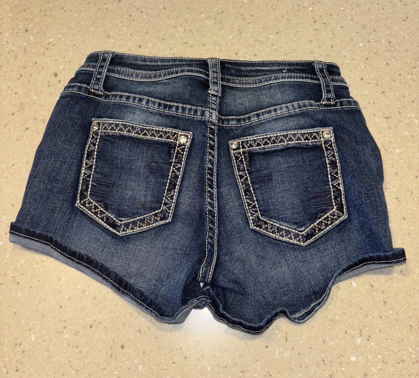 SHYANNE Shorts Womens Size 27 Blue Jean Denim Cowgirl Western Bling 4” JUNIORS
