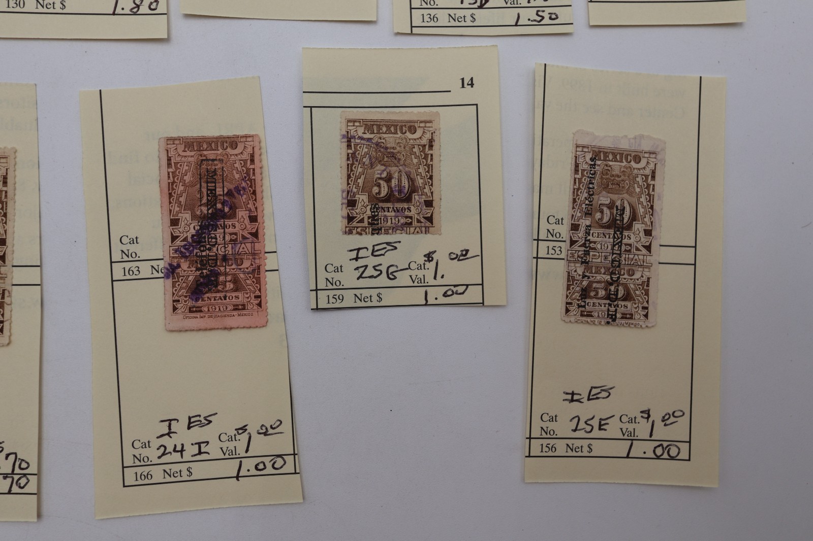 MEXICO REVENUE PAGE LOT ALL DIFFERENT IES1 IES45 WITH TALON IMPUESTO ESPECIAL