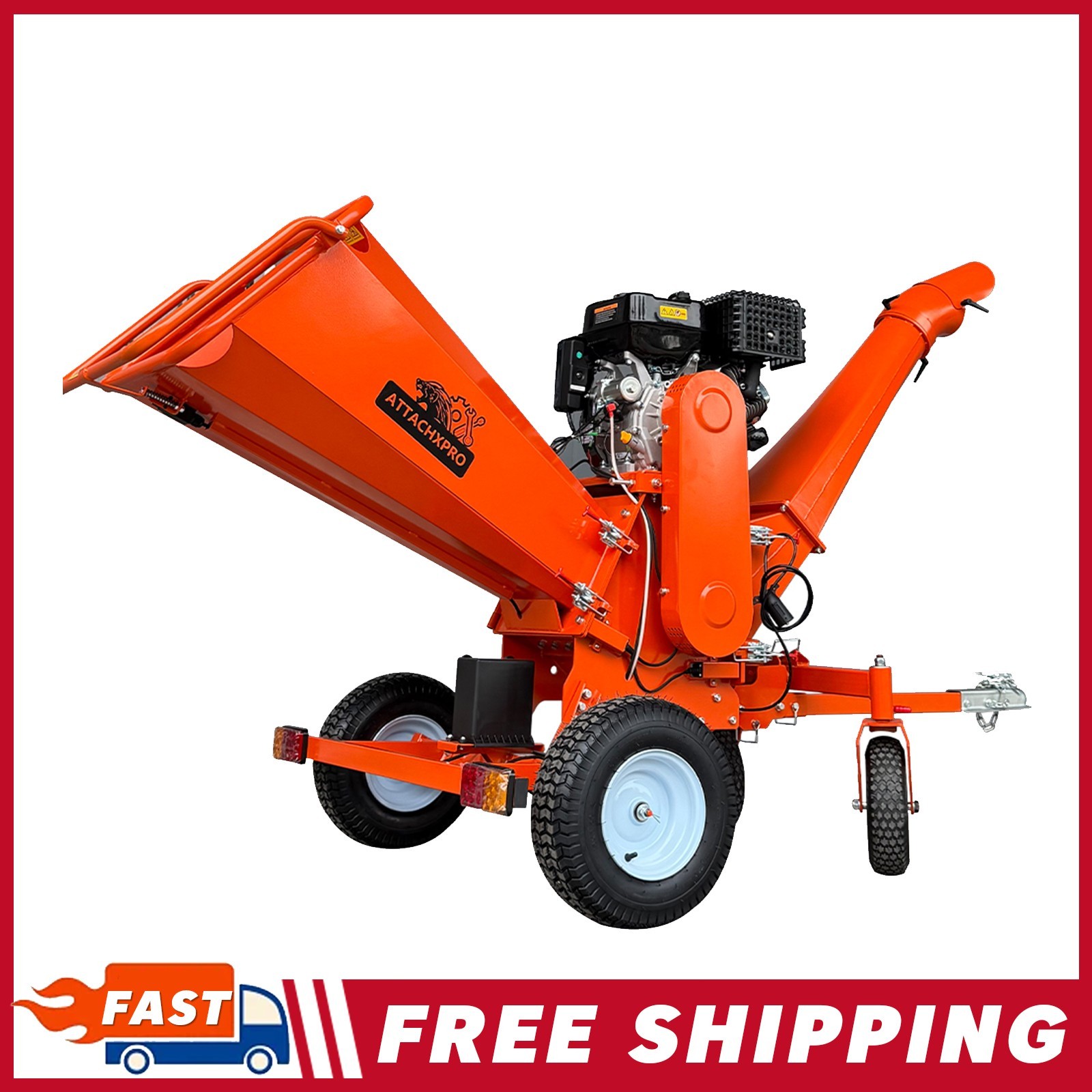 6'' 18hp Wood Chipper 450cc Gas Powered E-start 4-Wheel 12V/9A FREE SHIPPING