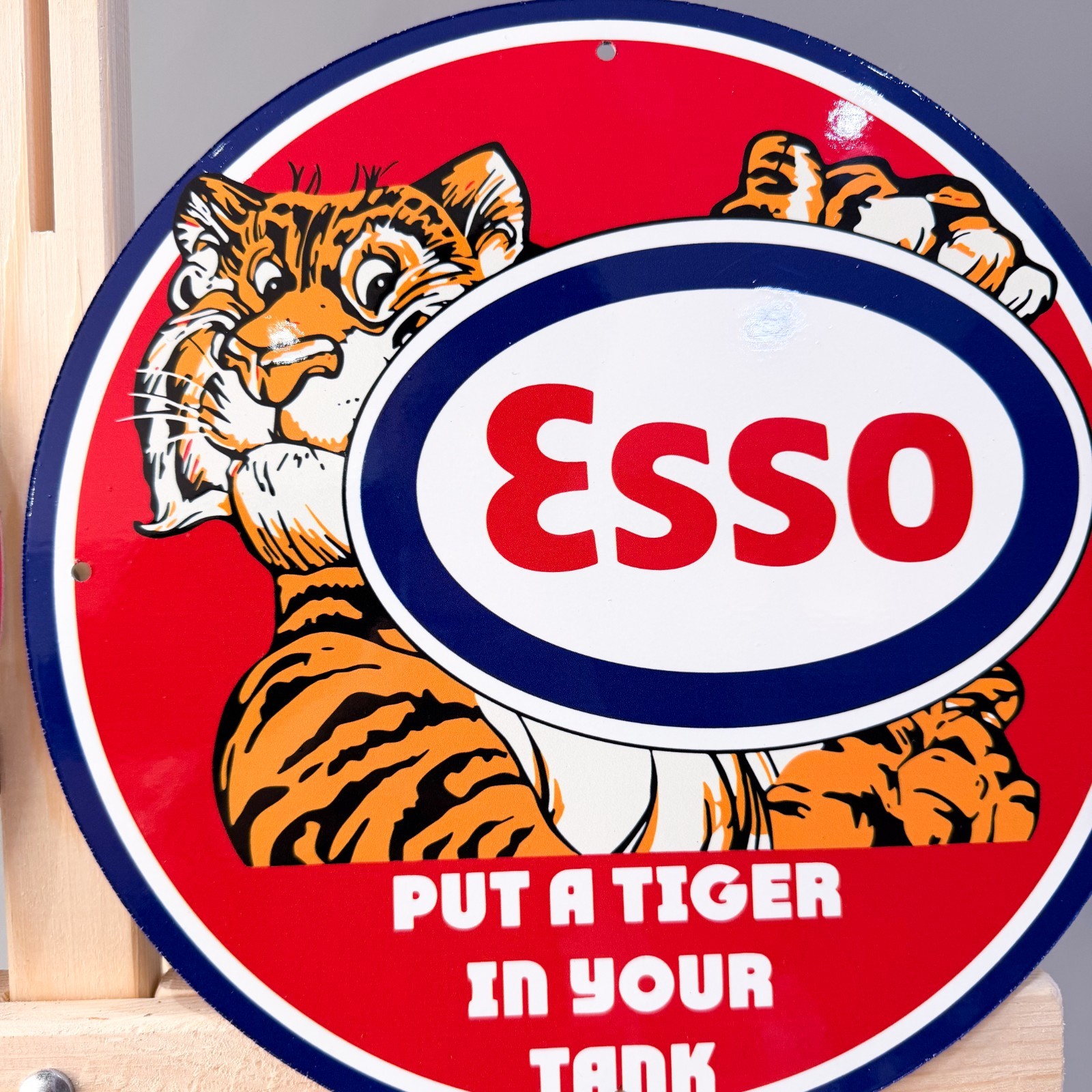 Esso Vintage Metal Sign Set of 2 Tiger & Man Happy Motoring – 30 cm / 11.8”
