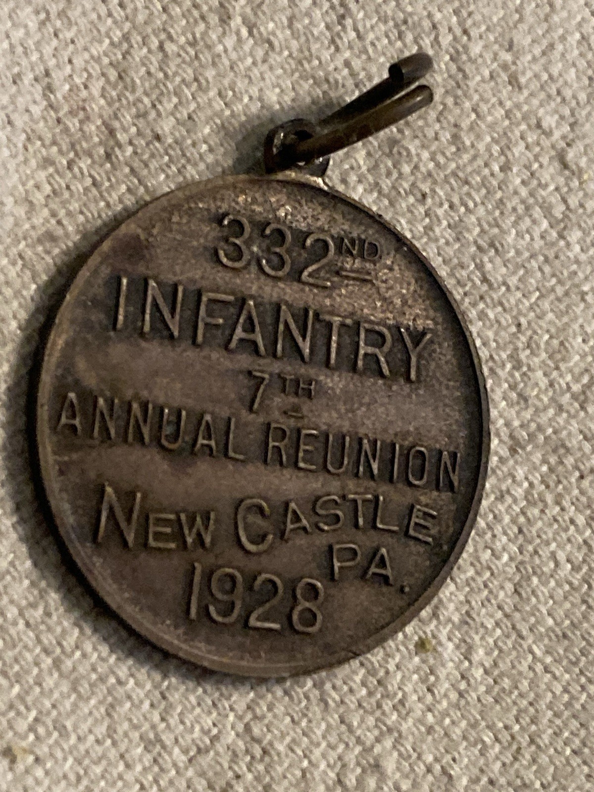 WWI US AEF ITALY 332ND INFANTRY 1928 Annual Reunion Medal New Castle PA Veteran
