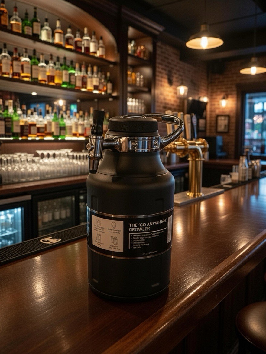 Growler Werks Ukeg Go 64oz Carbonated Craft Beverage Dispenser - Tungsten Black