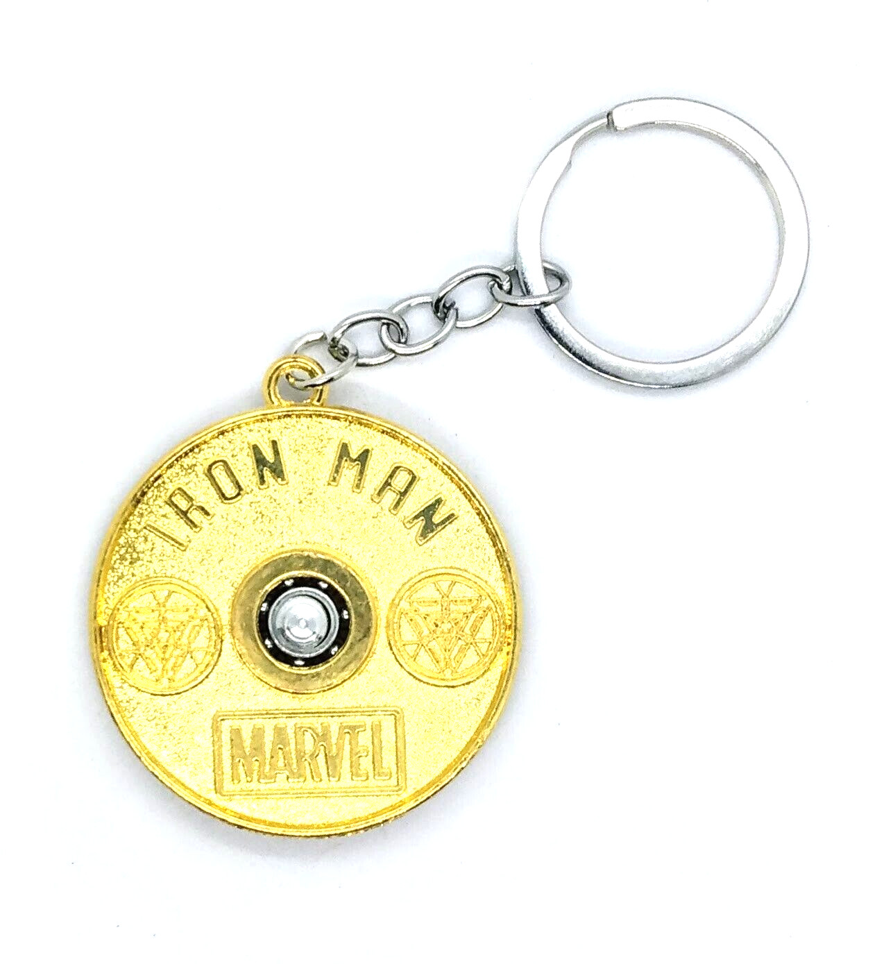 IRON MAN KEYCHAIN Golden Marvel Superhero (Spinning Head) Gift Key Chain/Keyring