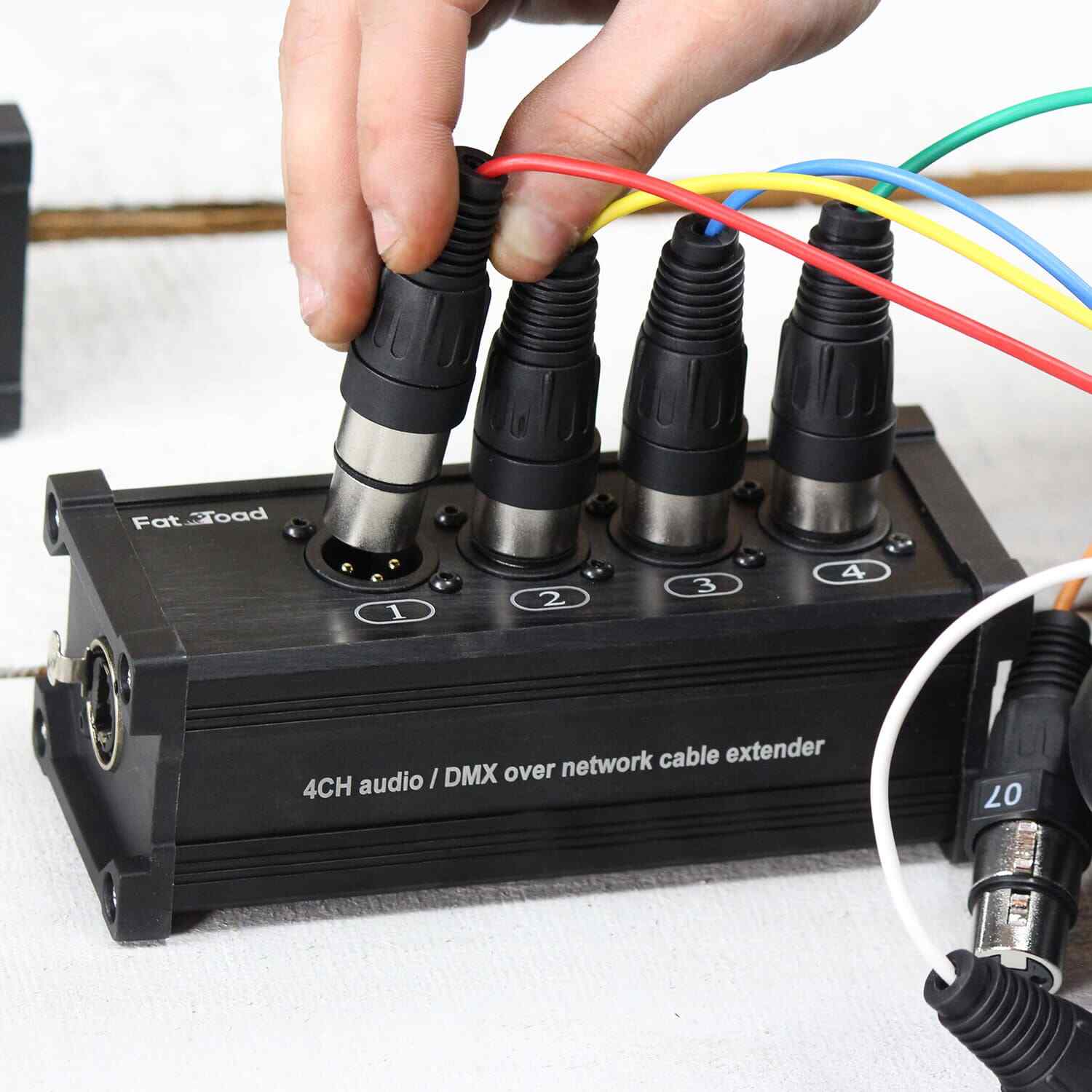 4 Channel DMX Hub XLR Cable Extender 2 Pack Set | RJ45 Ethercon Wire Live Stage