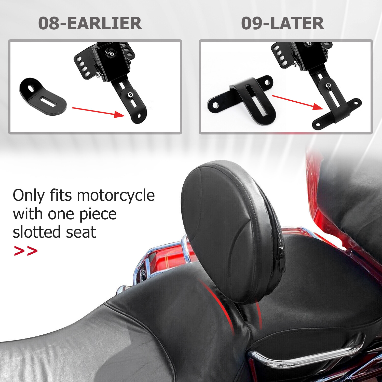 Plug-In Driver Rider Backrest For Harley Touring Road King Street Glide 1997-24