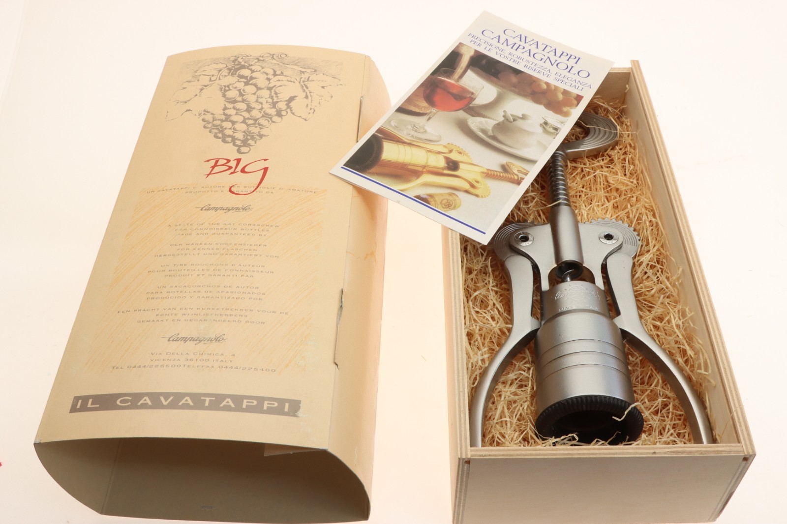 Campagnolo Big Corkscrew Satin Silver w/Box IL CAVATAPPI Wine Opener 12" NEW