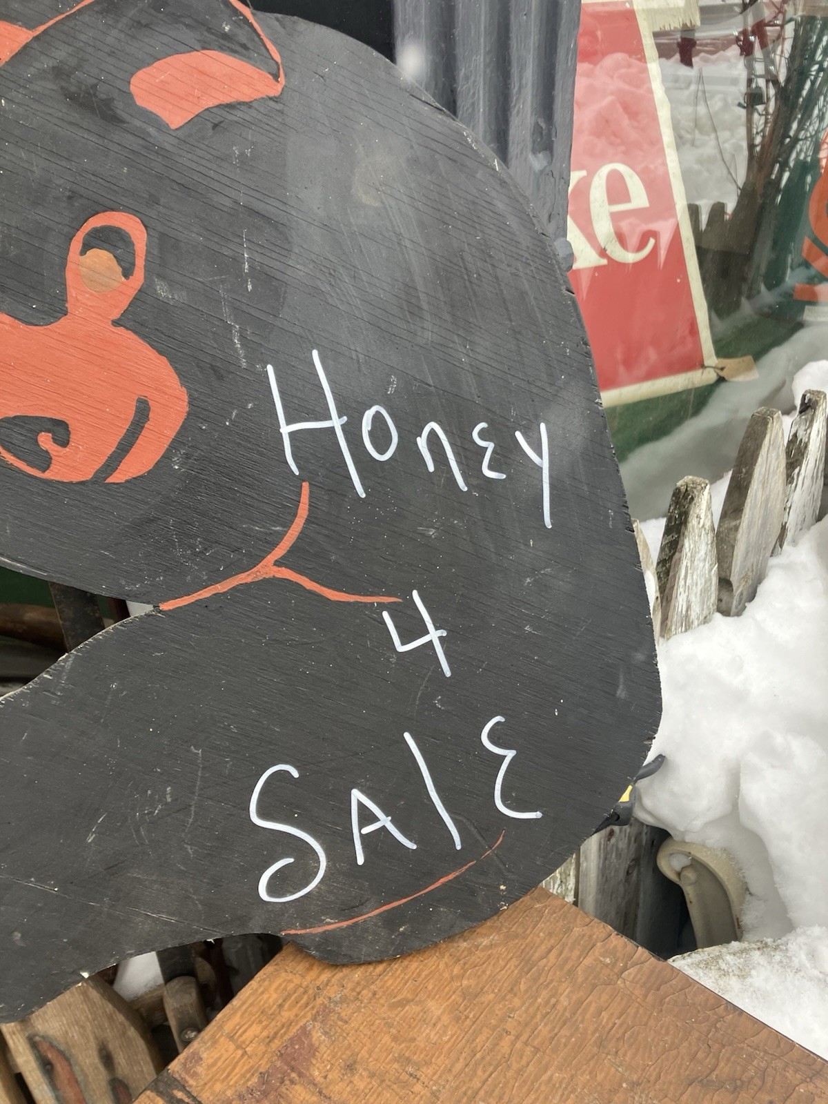 Vintage Honey for Sale Bear Bee Shop Sign Folk Art Plywood