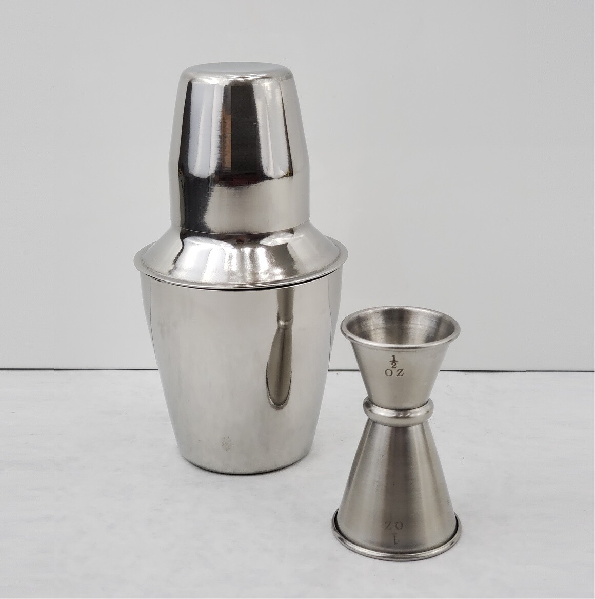 5 Piece Cheater Tin BAR COCKTAIL SHAKER & JIGGER Stainless Steel Mini Mixing Set