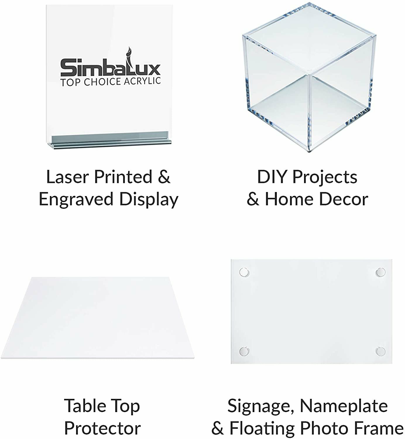 [1-Pack] SimbaLux® Acrylic Sheet Clear 12”x12” 3/8" Thick (10mm) Plexiglass