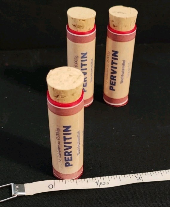 EMPTY! WW2 Pervitin Vial Replica 3D Printed Durable 3-Pack - 1:1 Scale US SELLER