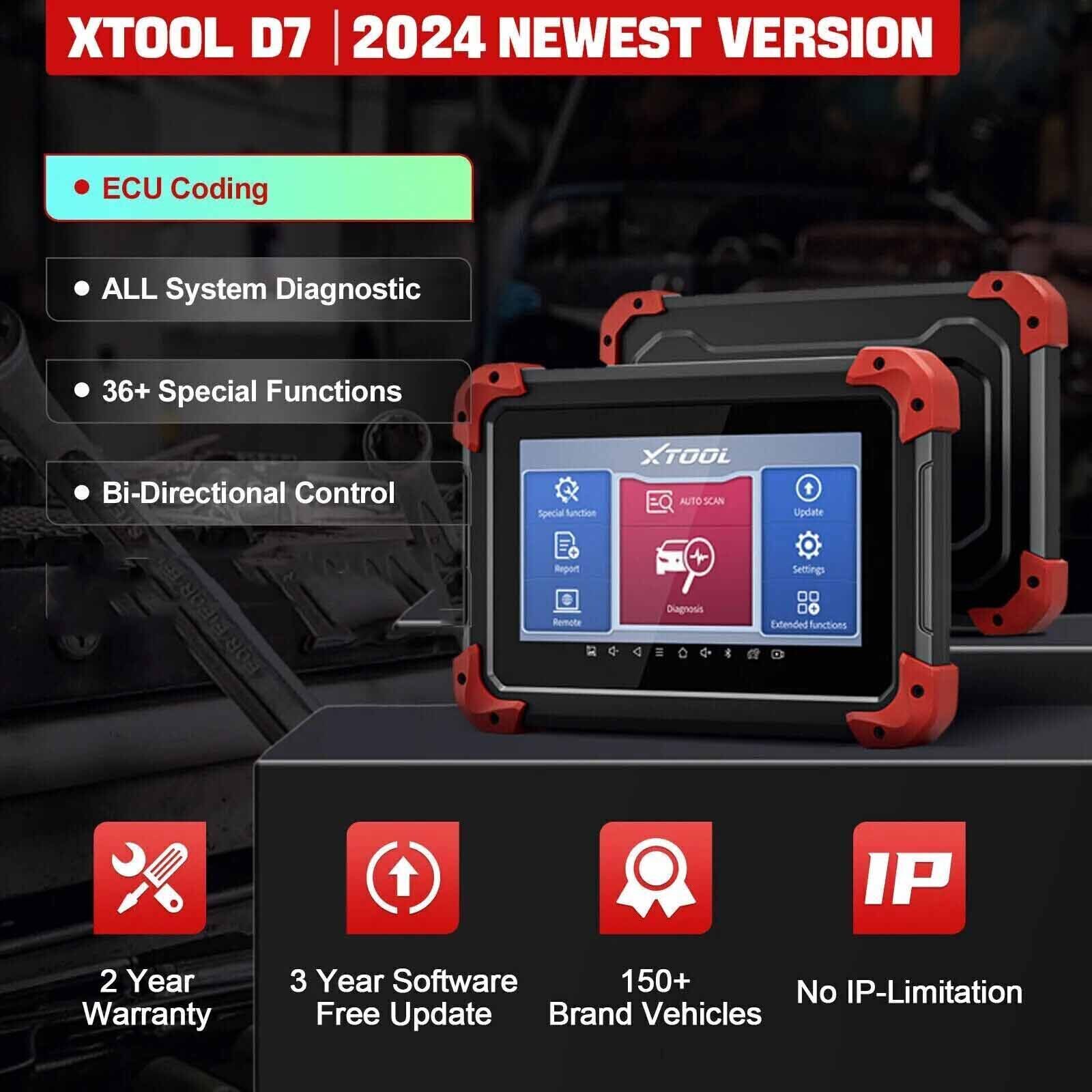 2024 XTOOL D7 OBD2 Full System Auto VIN Diagnostic Scanner Bi-Directional Tool