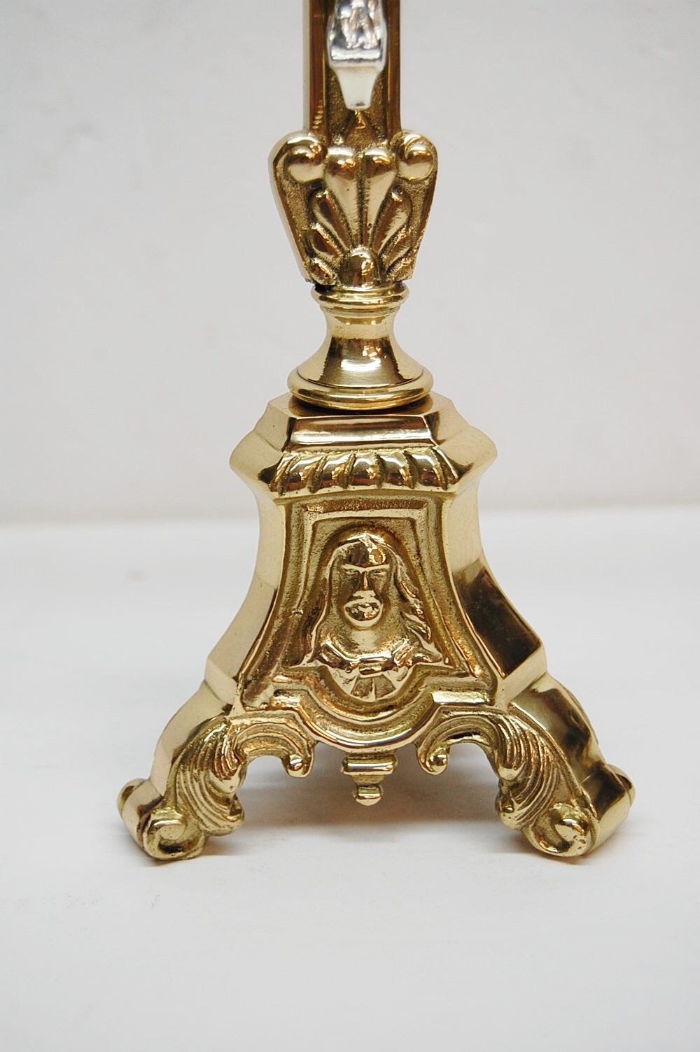 SET OF 6 SHORT 6" BRASS JMJ ALTAR CANDLE STICKS & ALTAR CROSS - 175sh