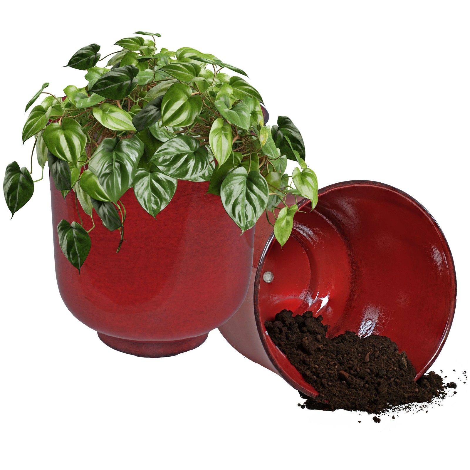 Vivian Metal Planter - 11 in - Ruby Glaze - Set of 2 by Sunnydaze