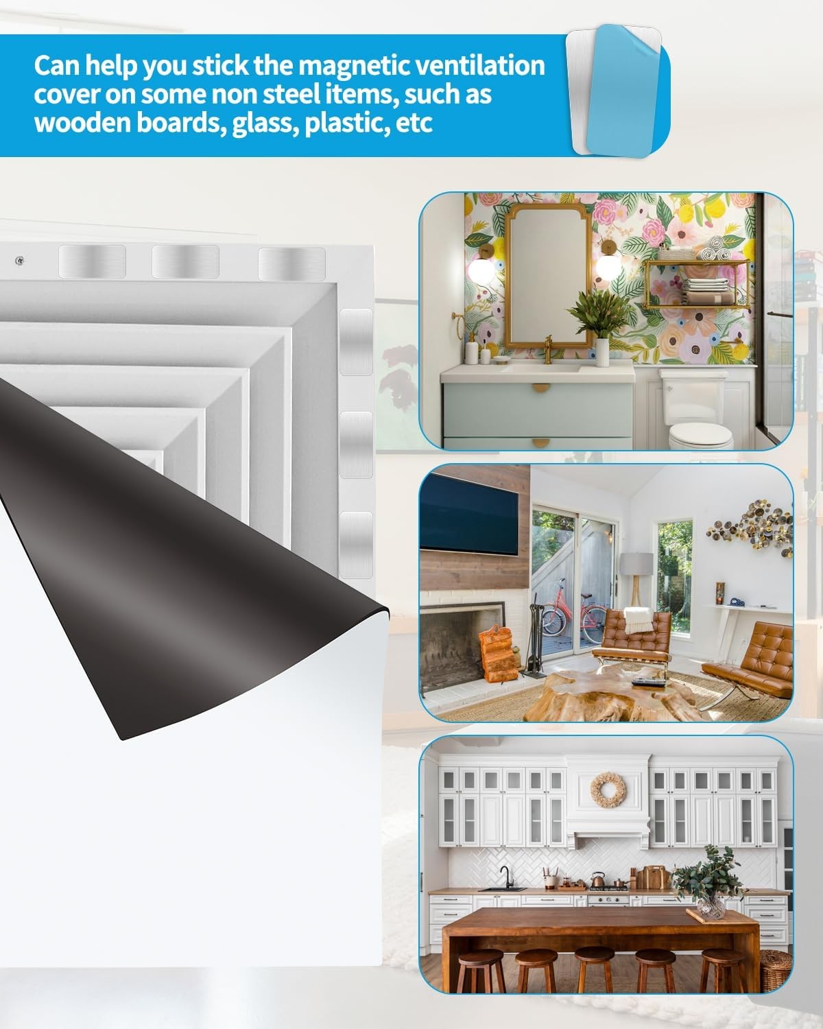 24 Pack Adhesive Metal Plates for Magnetic Mount, 2.3x1.1in Metal Strips for Mag