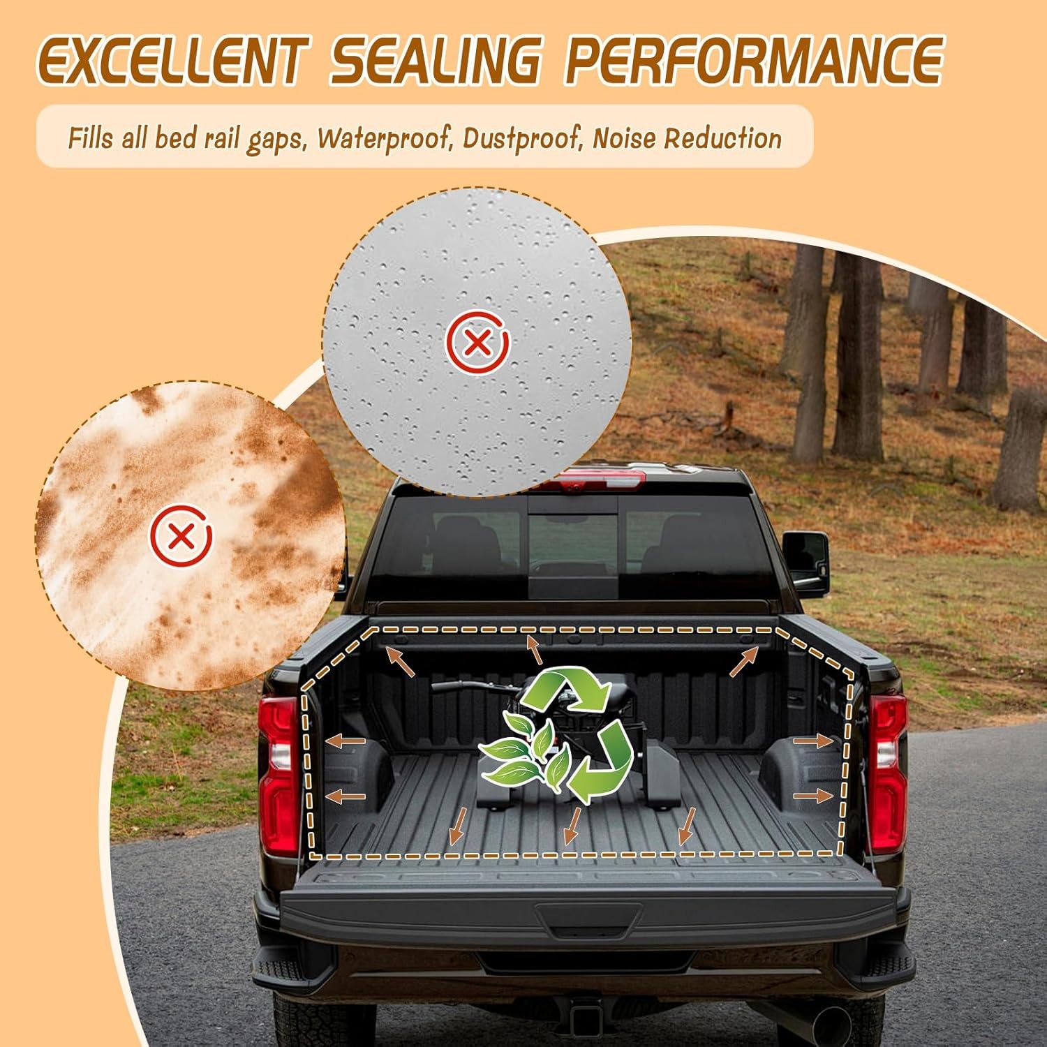 24.6 Ft Tonneau Cover Seal Strip, Universal Truck Bed Tailgate Seal Kit, Adhesiv