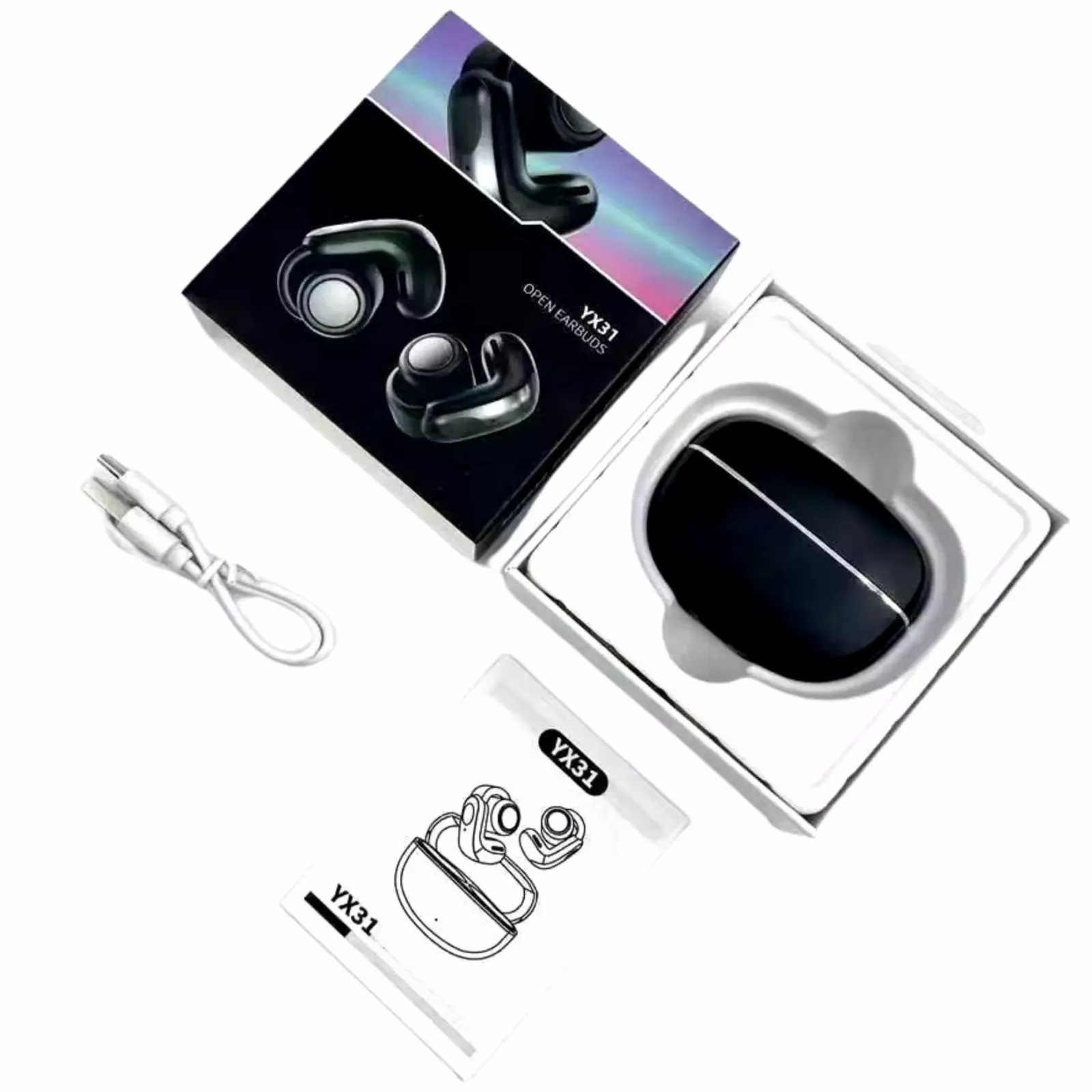 Ultra Open-Ear True Wireless Bluetooth Earphone Ultra Open Earbuds White - New