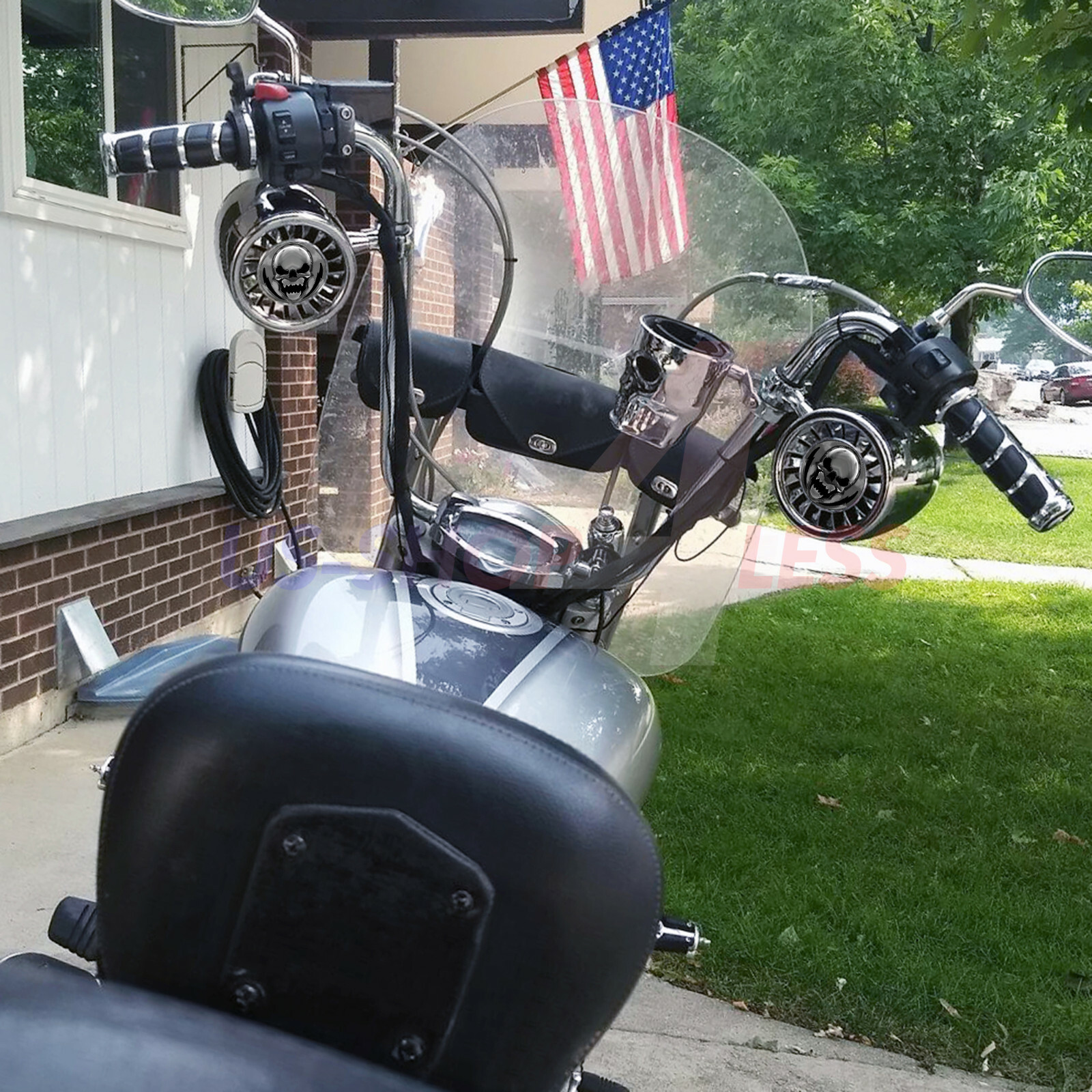 600W Bluetooth Waterproof Stereo Speakers Audio Amp System for Harley Ape Hanger