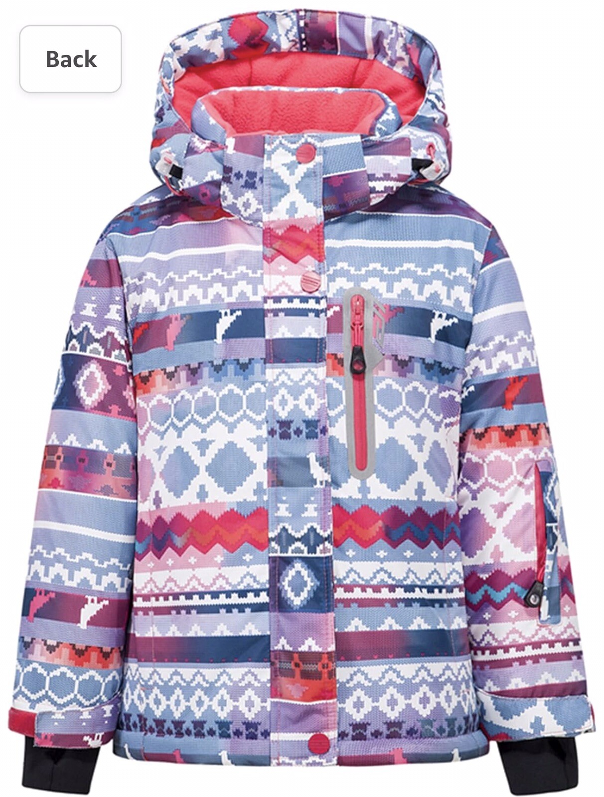 N.Z.B.Z Girls 12, Color Block Insulated Ski Jacket Hooded Winter Thick Coat