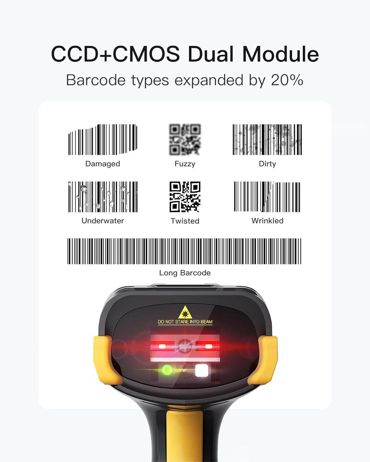 Inateck Bluetooth Barcode Scanner, 2D 1D Wireless Handheld Scanner QR Code