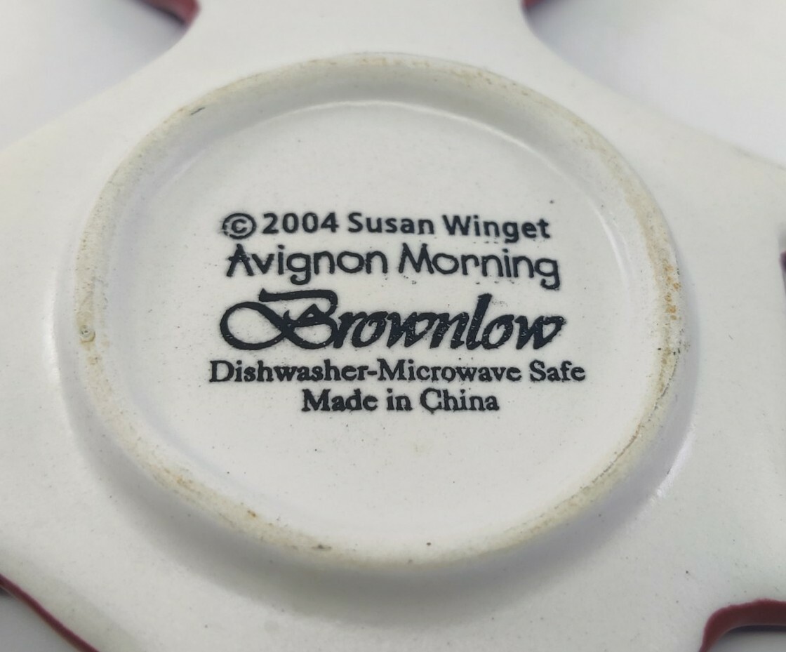 2 x Susan Winget Avignon Morning Brownlow Tea Bag Holders Rooster Sunflowers