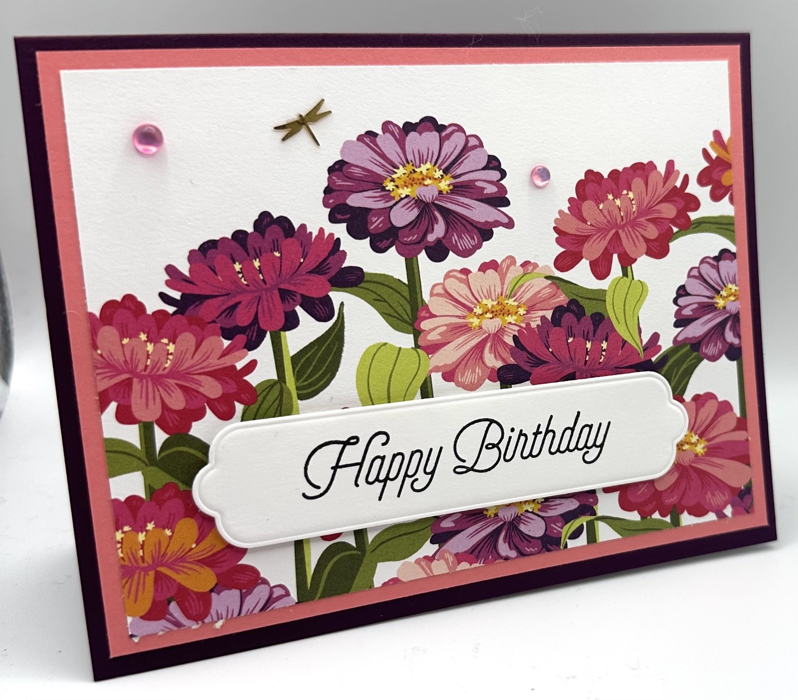 Stampin’ Up! Zinnias Sentiment Variety Card Kit-Set of 5, DSP, Dragonflies, Dots