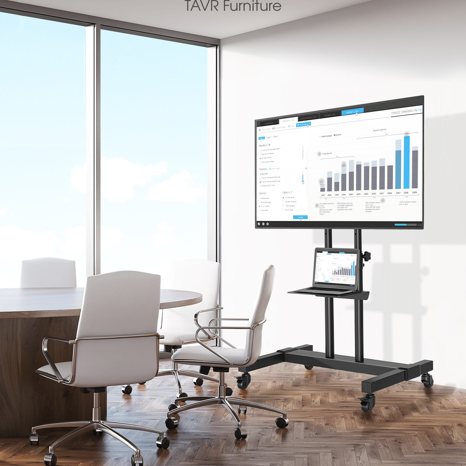 TAVR Tall Rolling TV Stand TV Cart with Wheels for 32 to 85 Inch Flat Panel TVs