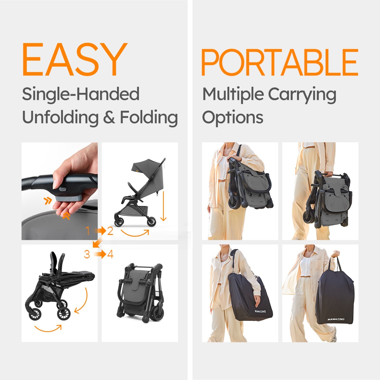 Ultra Air X Ultra-Light Stroller for Airplane 9.9lbs Carbon Fiber Compact Travel