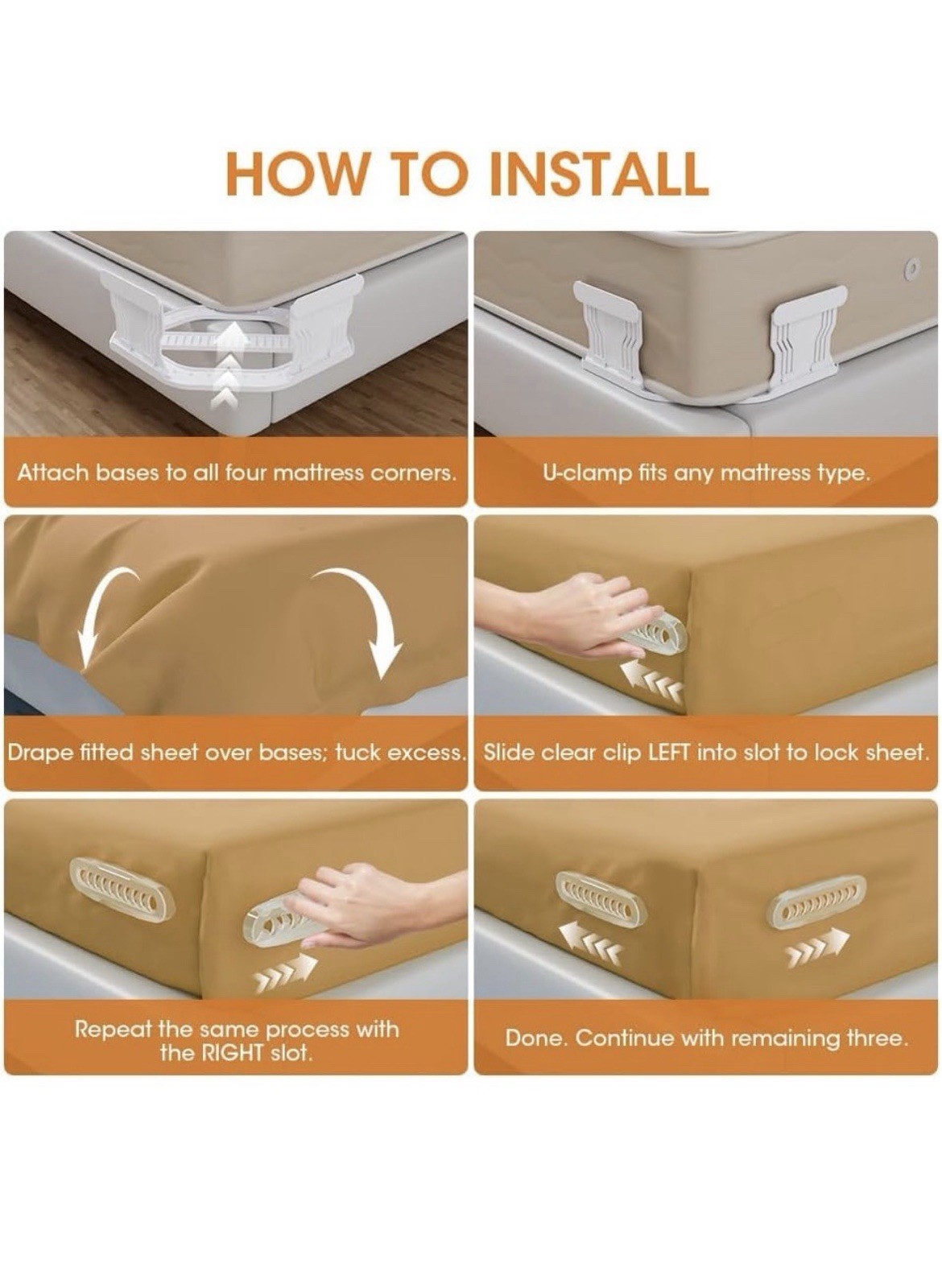 Sheet Holders for Bed Corners Fasteners Keep Sheets Secure Fitted Sheet Holders