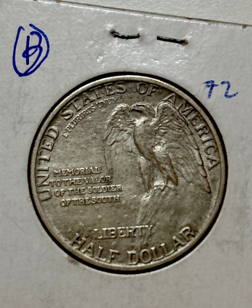 1925 Natural Commem memorial Southern soldier; Silver Half $ Borderline Uncirc