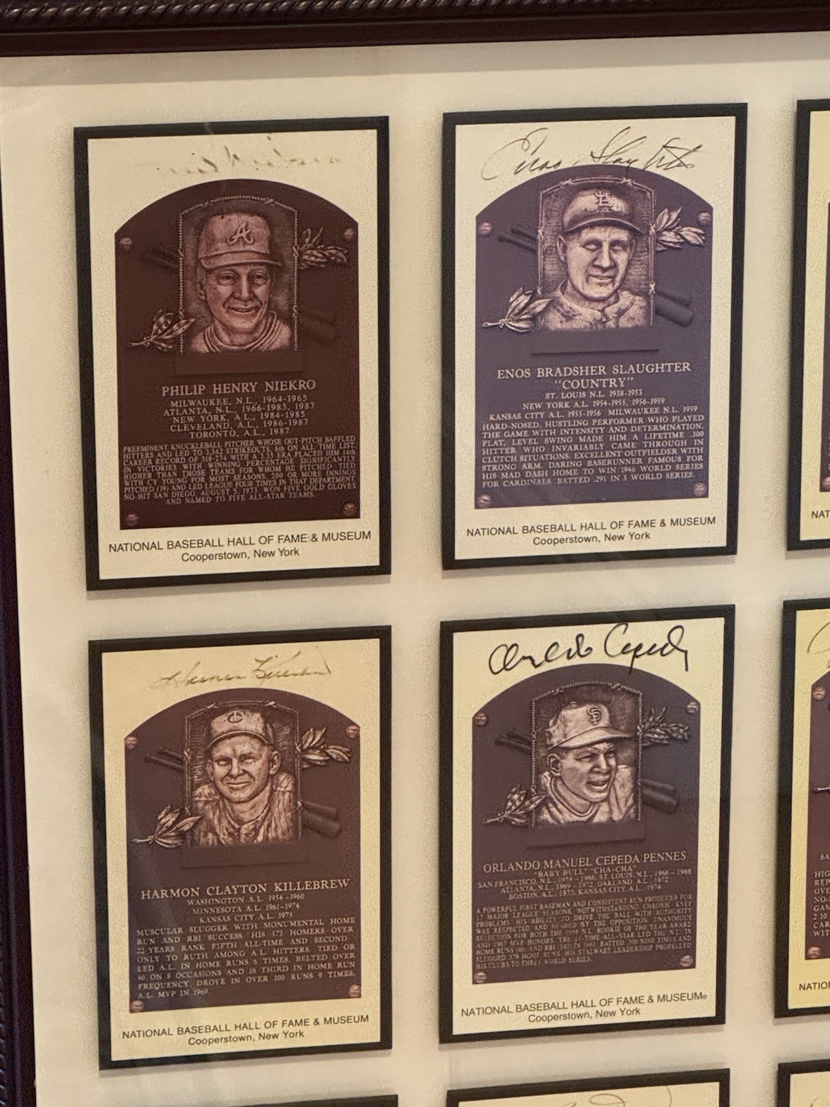 Orlando Cepeda Personally Owned Autographed Hall of Fame Plaque Framed Display