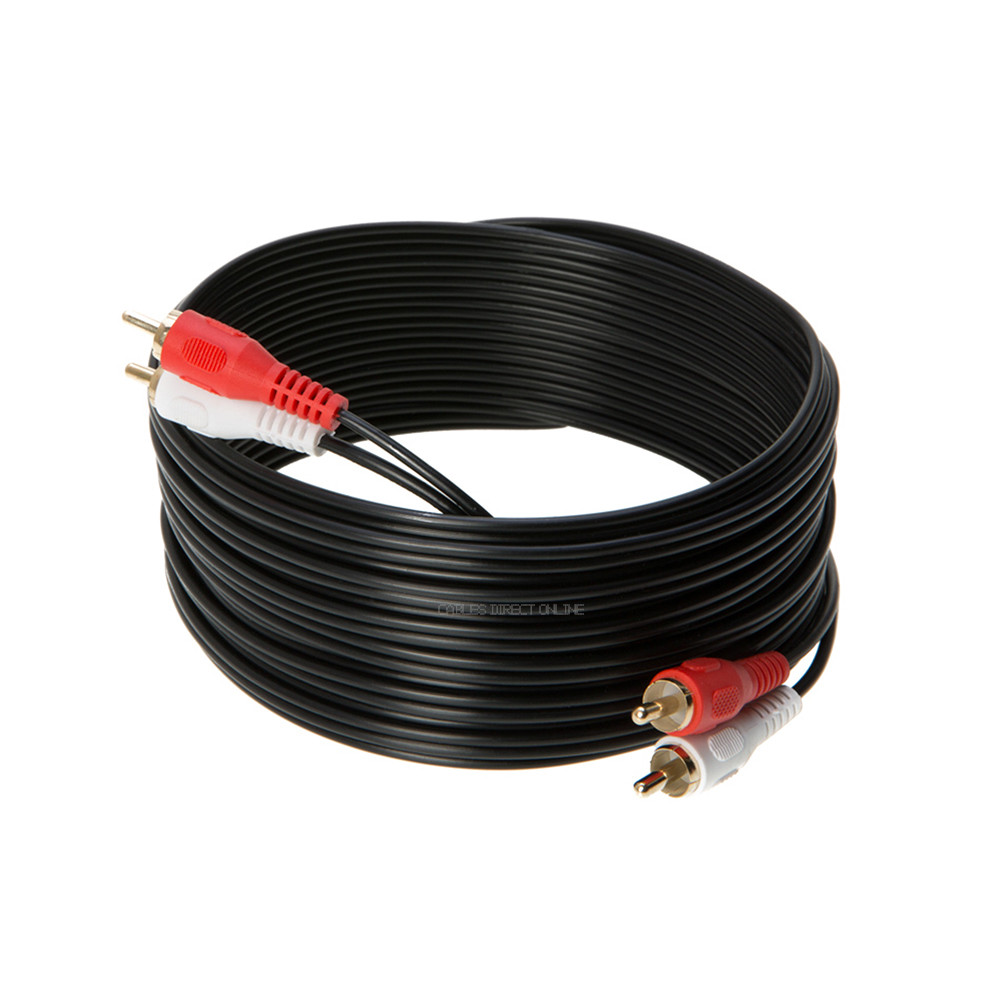 Pack of 2 x 2 Rca To 2 Rca Stereo Audio Cable Adapter 3ft 6f 10ft 12ft 25ft Male