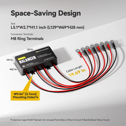 Power Queen Battery Balancer Equalizer for 24V/36V/48V Bank LiFePO4/AGM/Gel/SLA