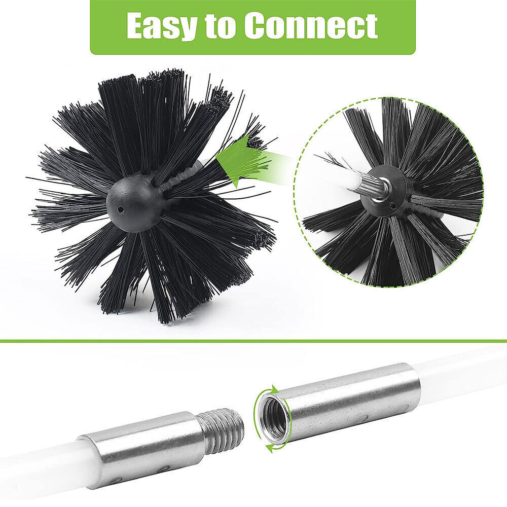 24pcs Flue Sweeping Brush & Rod Kit Soot cleaning Rods Chimney Sweep Set Plastic