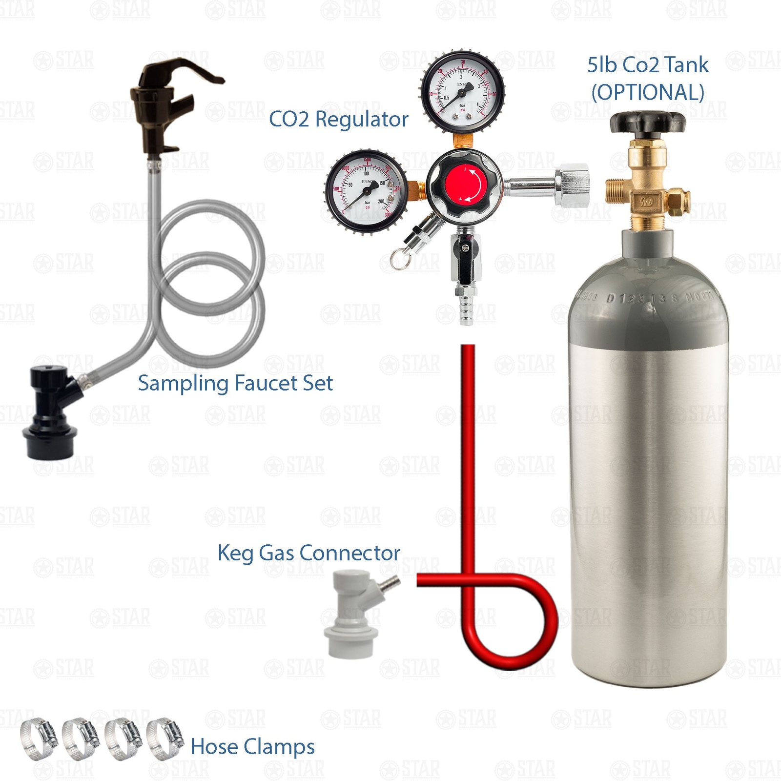 Portable Dispensing Kit for Home Brew Beer Ball Lock Corny Keg + 5lb CO2 Tank