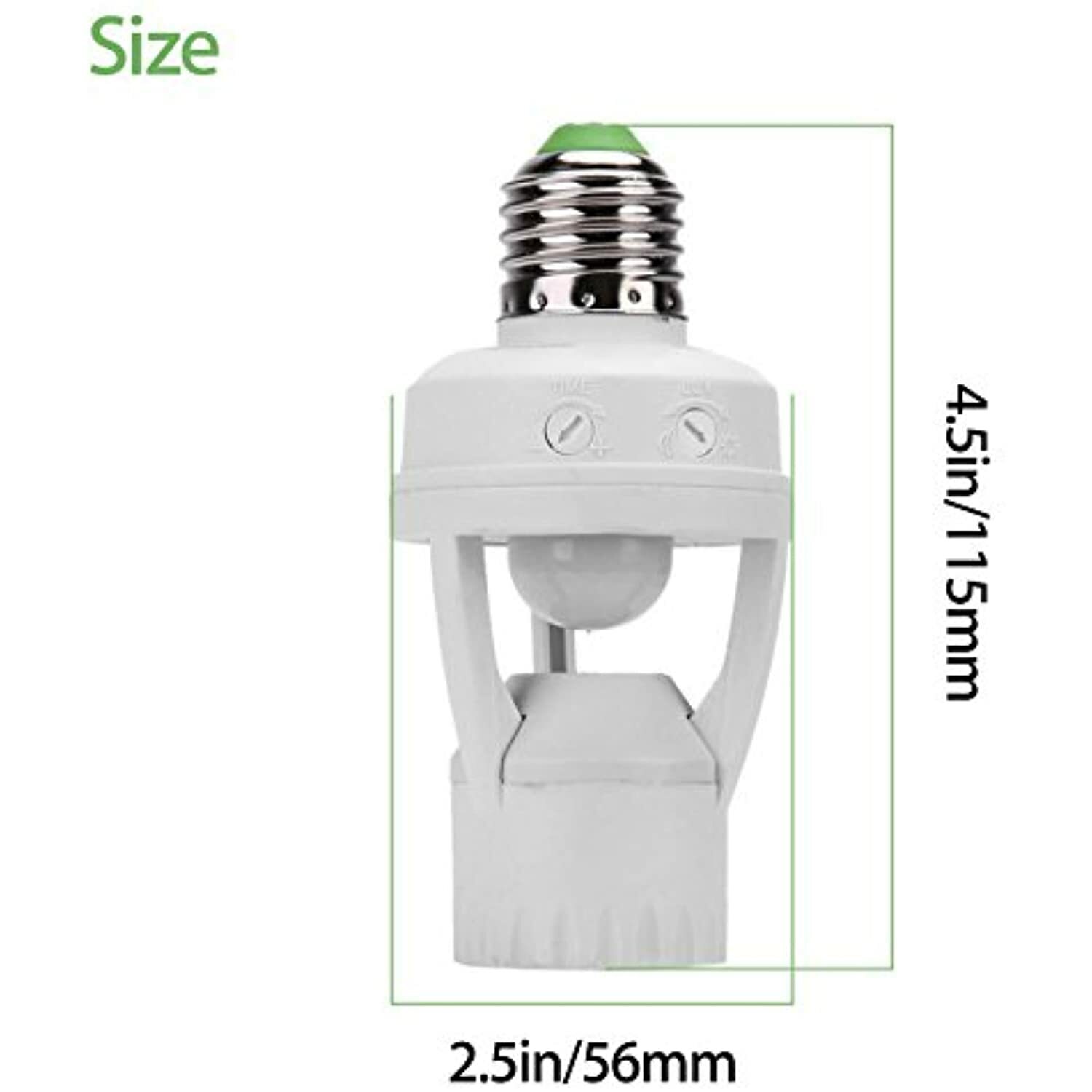 Screw-In Motion Activated Sensor Light Bulb Control Socket Adapter Dusk to Dawn