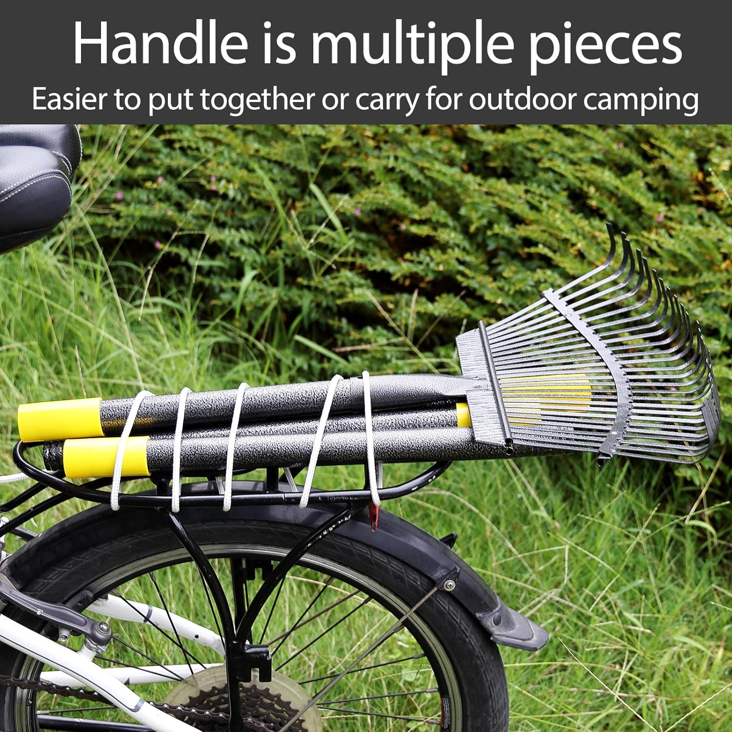 30~60" Long handle 25 Metal Tines Effective Rack for Yard Lawn Shrub tree Leaves