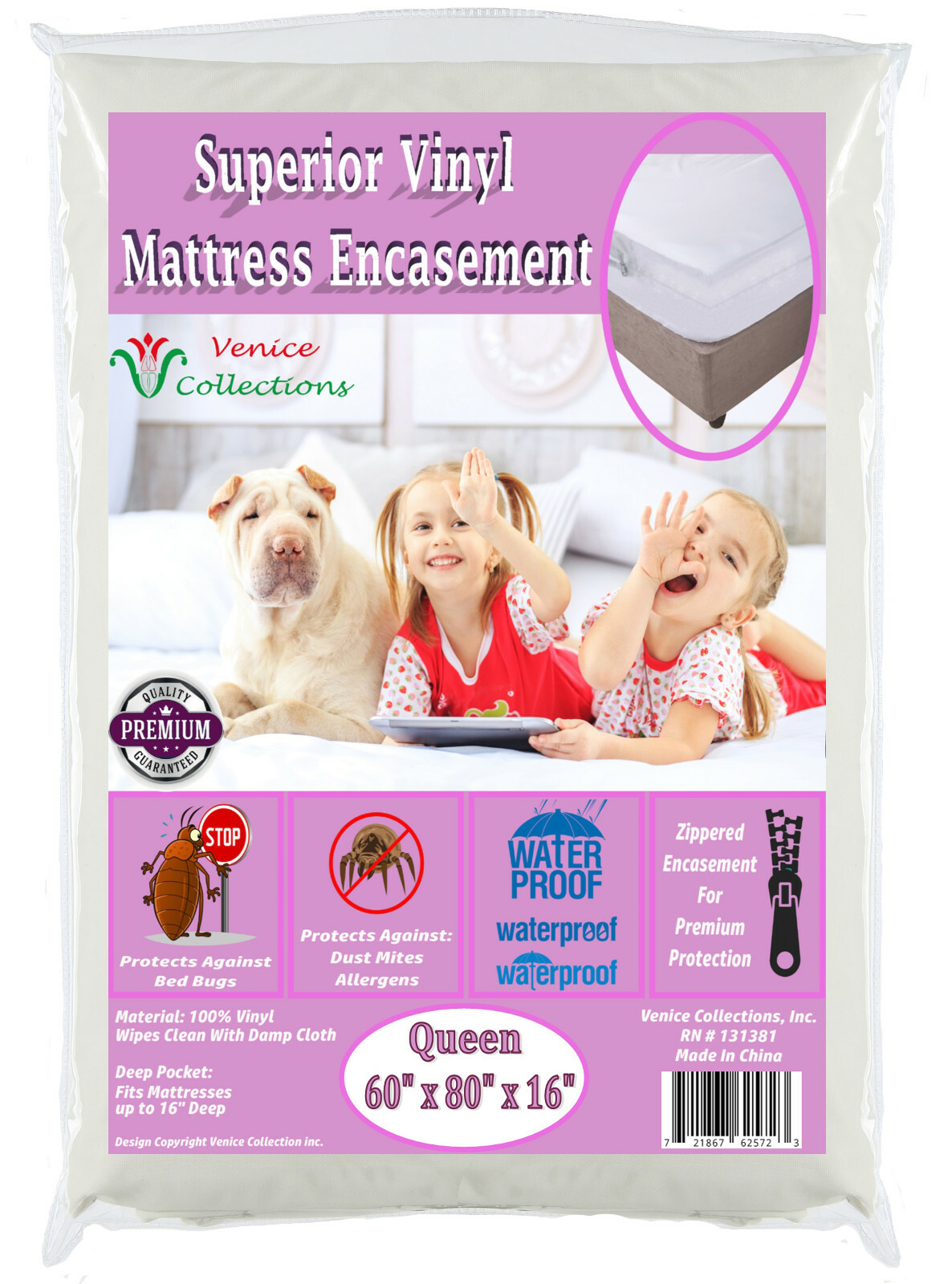 Royal Silk™ Heavy Vinyl Zippered Mattress Cover 100% Waterproof & Bed-Bug Proof