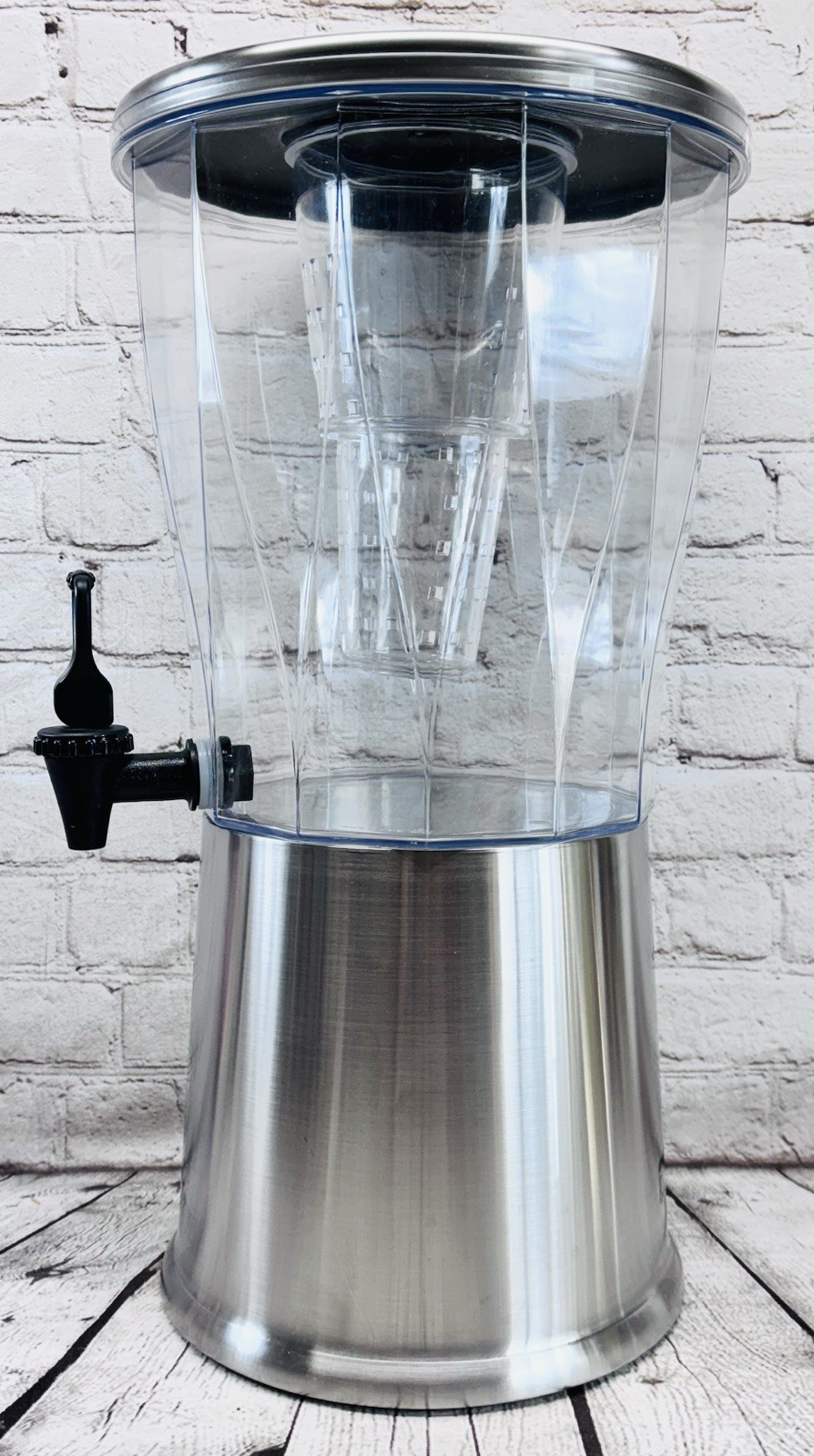 Service Ideas 3-Gallon Beverage Dispenser Stainless Steel Base Infuser Lid