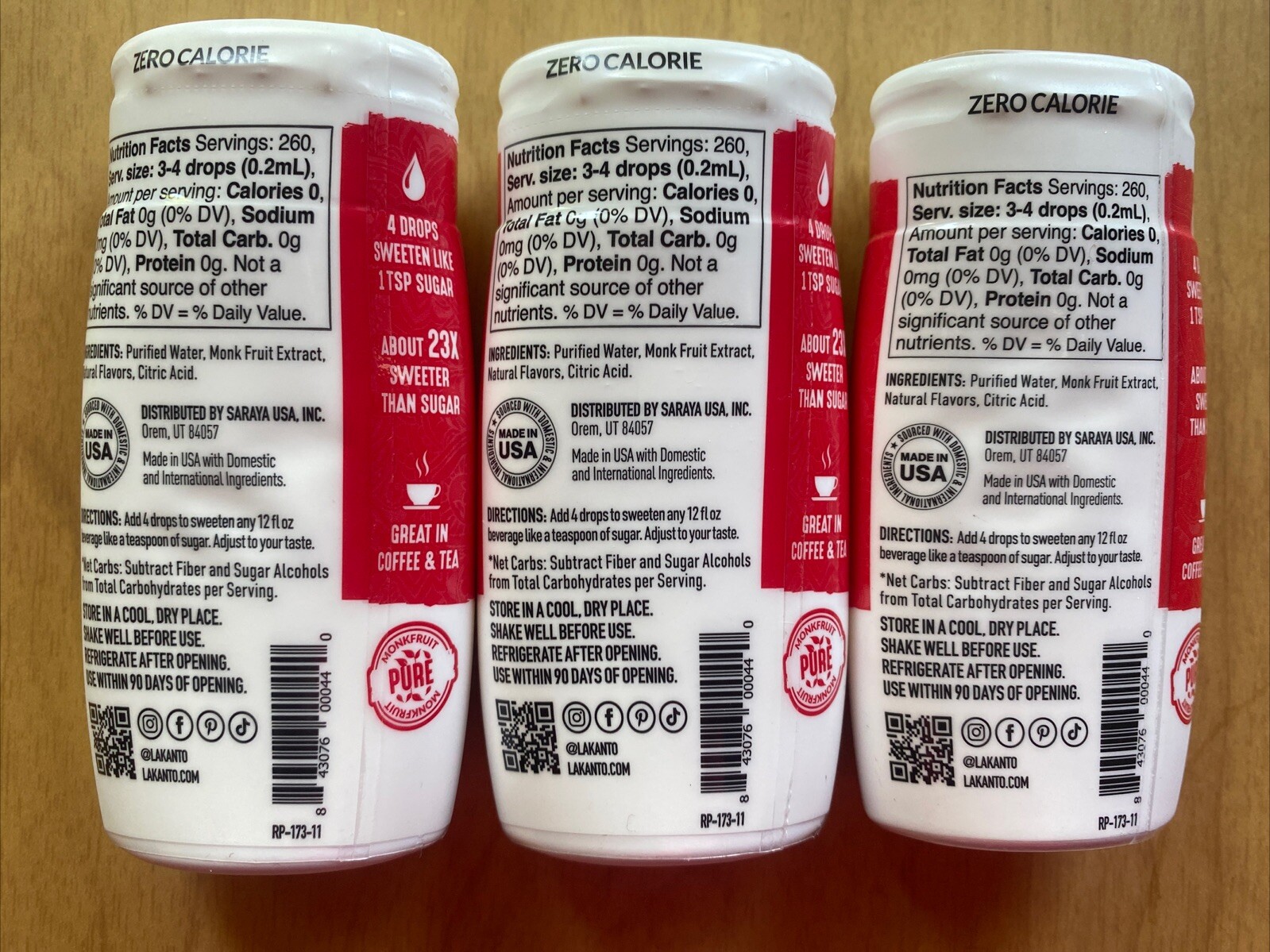 3x Lakanto Monk Fruit Sugar Free Sweetner Liquid Extract Drops 1.76oz 2/2027