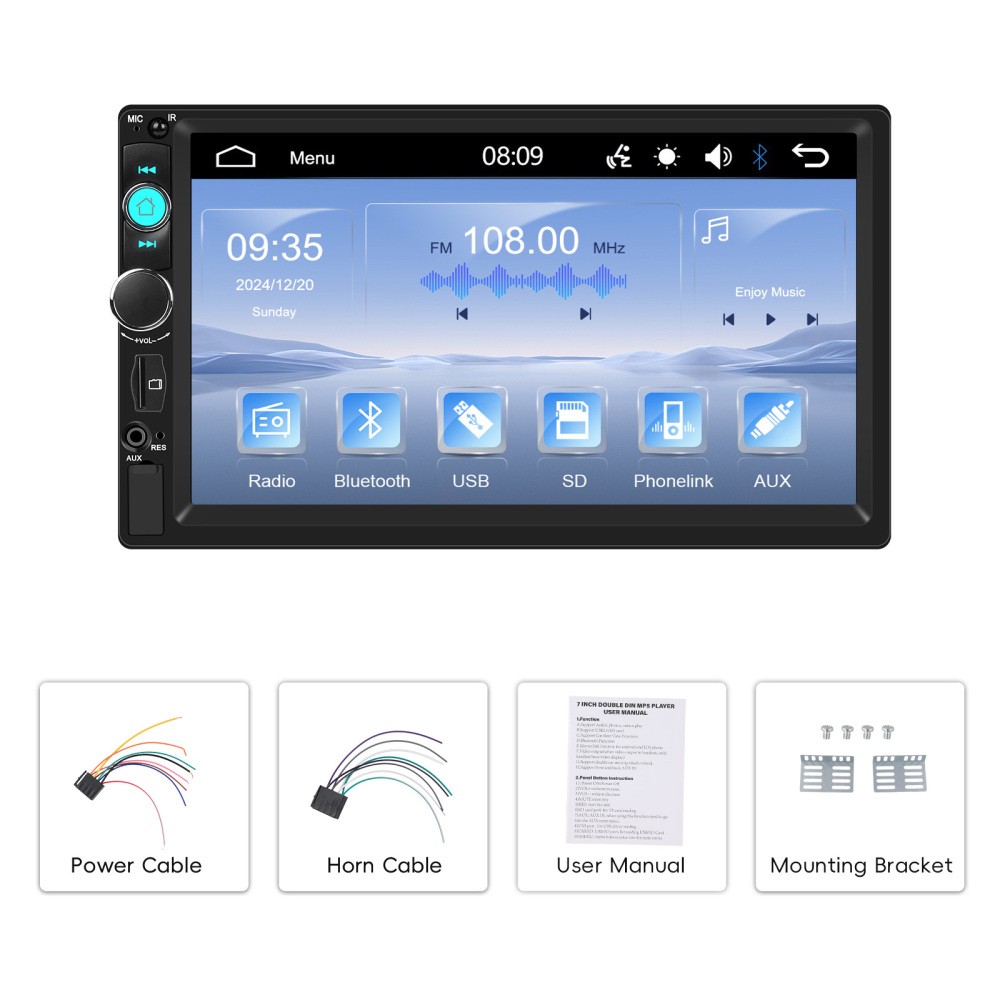 7" Double 2Din Car Stereo Radio Touch Screen Bluetooth FM Mirror link MP5 Player
