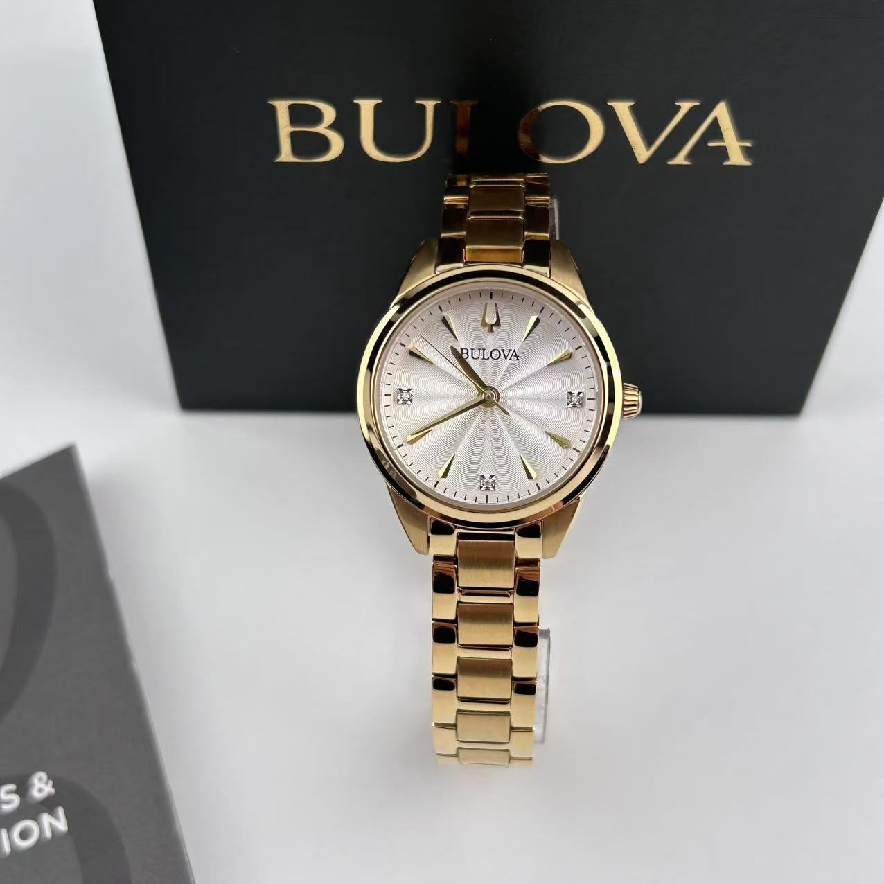 New Bulova Sutton 97P150 White Diamond Dial Stainless Steel Women's Quartz Watch