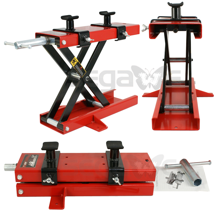 Wide Deck 1100 LB Motorcycle Center Scissor Lift Jack Hoist Stand Bikes ATVs