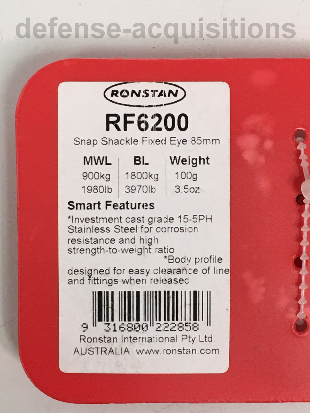 Ronstan Snap Shackle - Fixed Bail - 85mm(3-11/32") Length RF6200 Stainless Steel