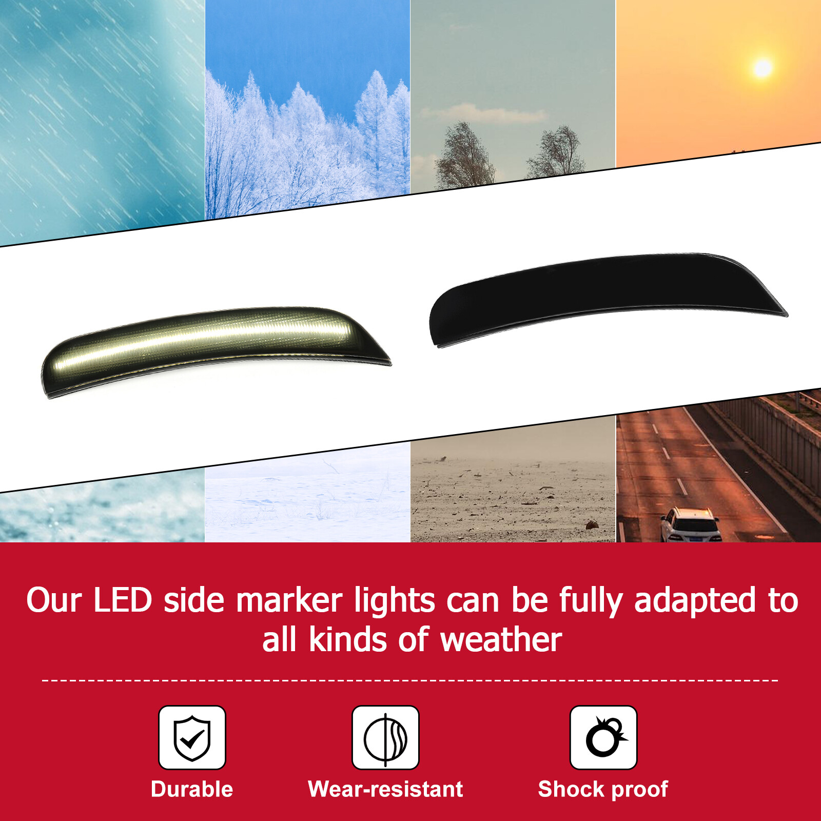 4x Smoked LED Side Marker Lights For 15-22 Dodge Charger R/T Scat Pack SXT SRT